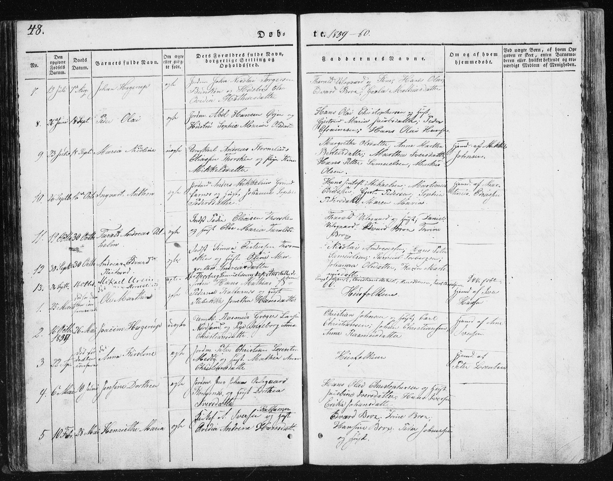 Berg sokneprestkontor, AV/SATØ-S-1318/G/Ga/Gab/L0011klokker: Klokkerbok nr. 11, 1833-1878, s. 48
