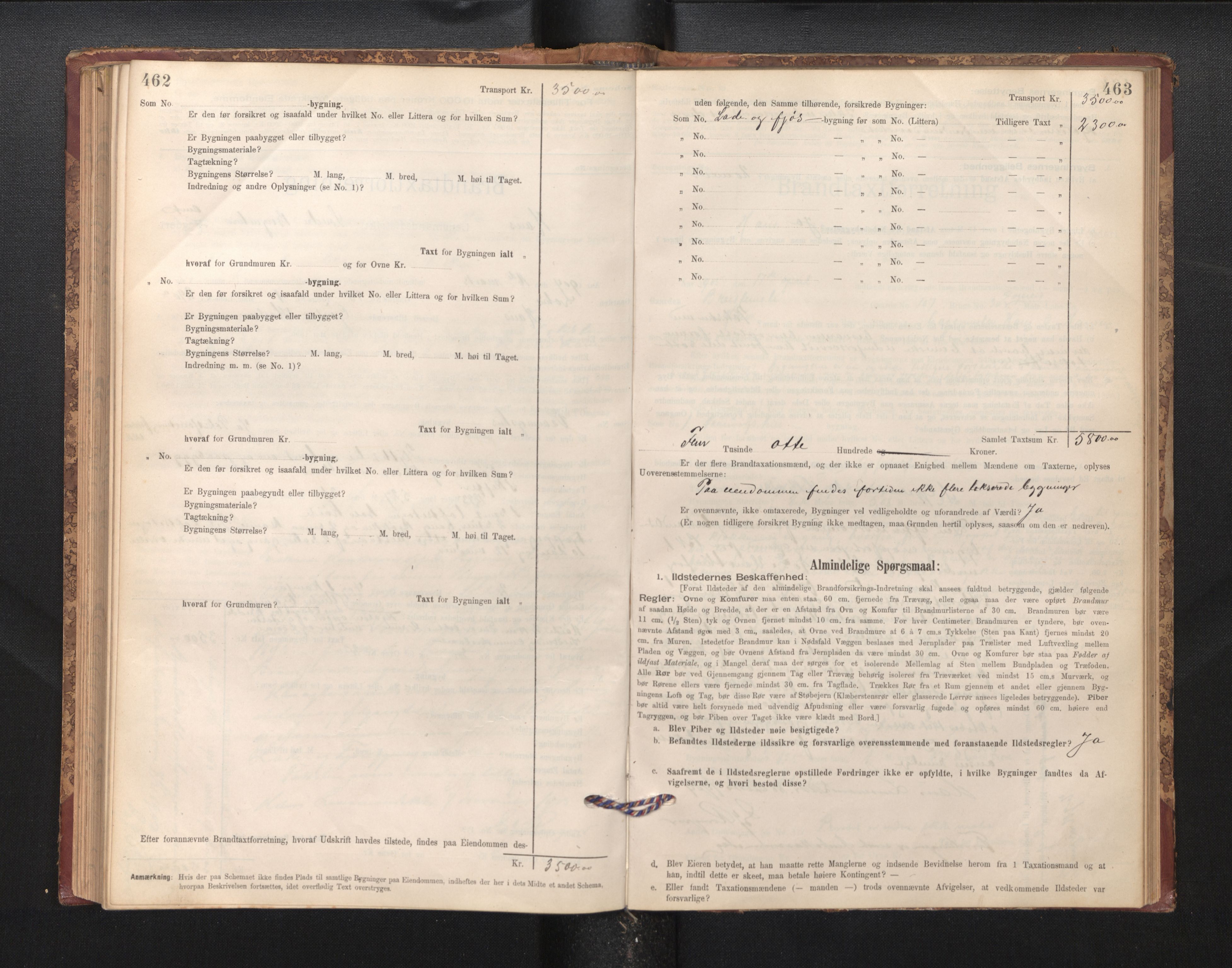 Lensmannen i Haus, SAB/A-32701/0012/L0006: Branntakstprotokoll, skjematakst, 1895-1941, s. 462-463