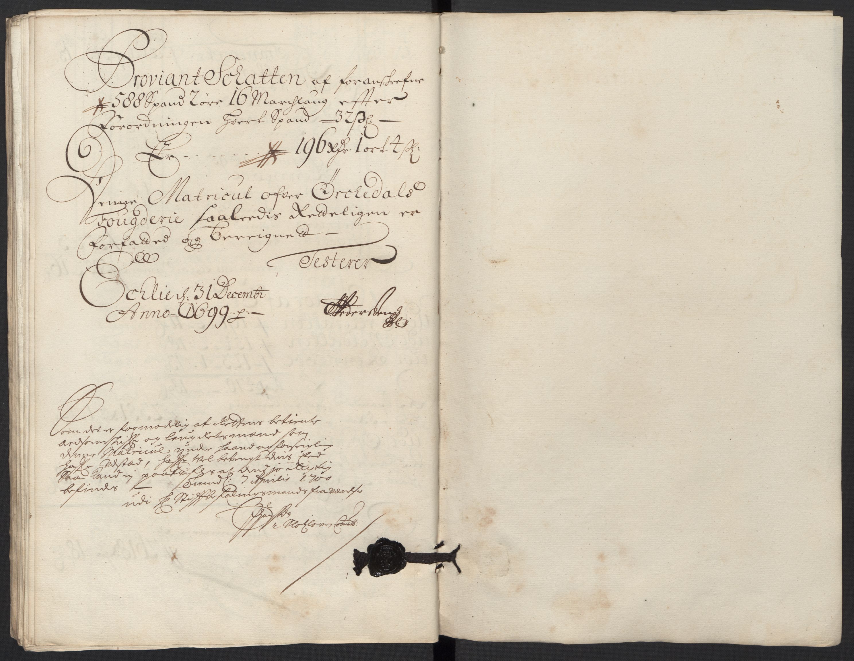 Rentekammeret inntil 1814, Reviderte regnskaper, Fogderegnskap, AV/RA-EA-4092/R60/L3949: Fogderegnskap Orkdal og Gauldal, 1699, s. 86