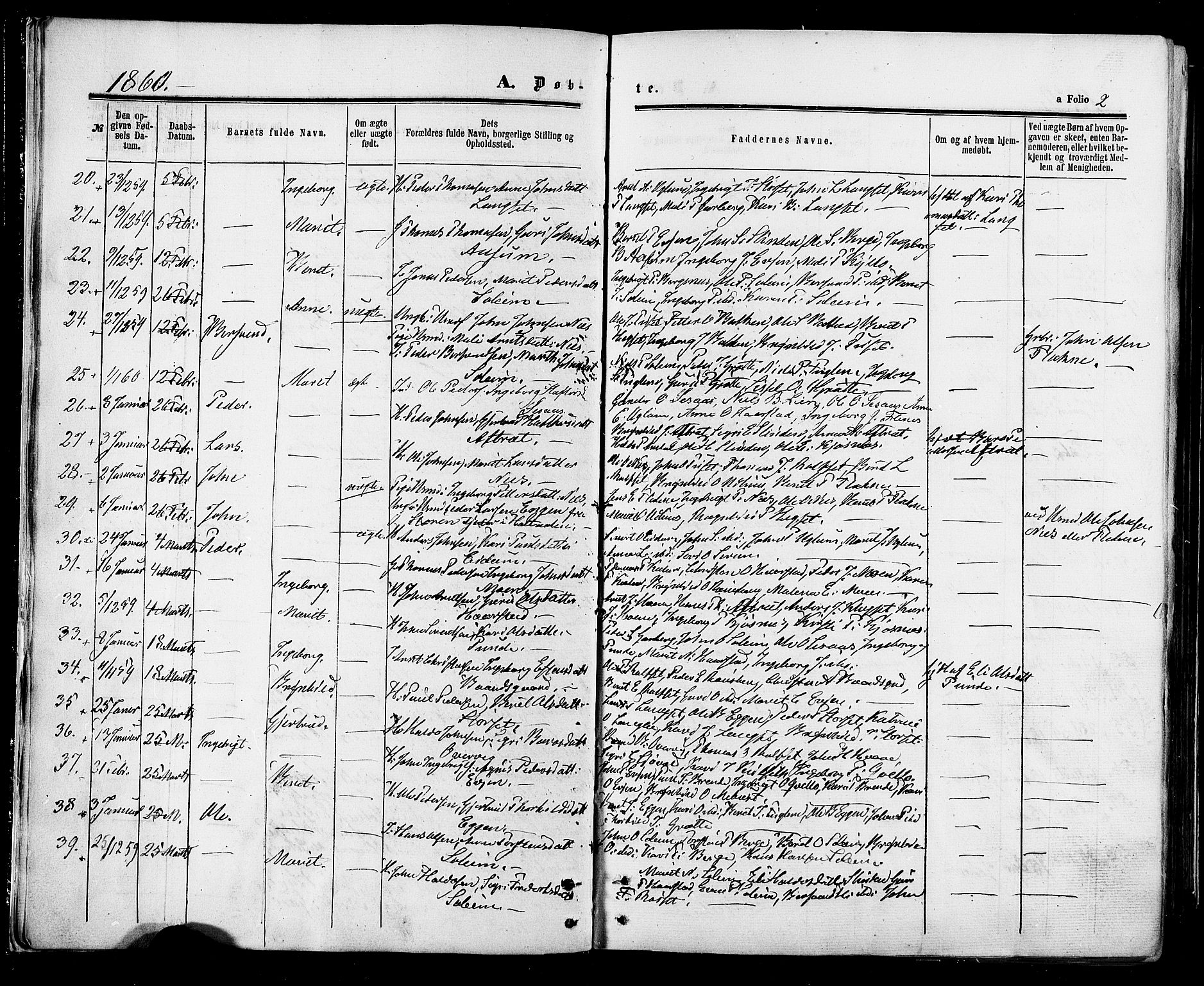 Ministerialprotokoller, klokkerbøker og fødselsregistre - Sør-Trøndelag, AV/SAT-A-1456/695/L1147: Ministerialbok nr. 695A07, 1860-1877, s. 2