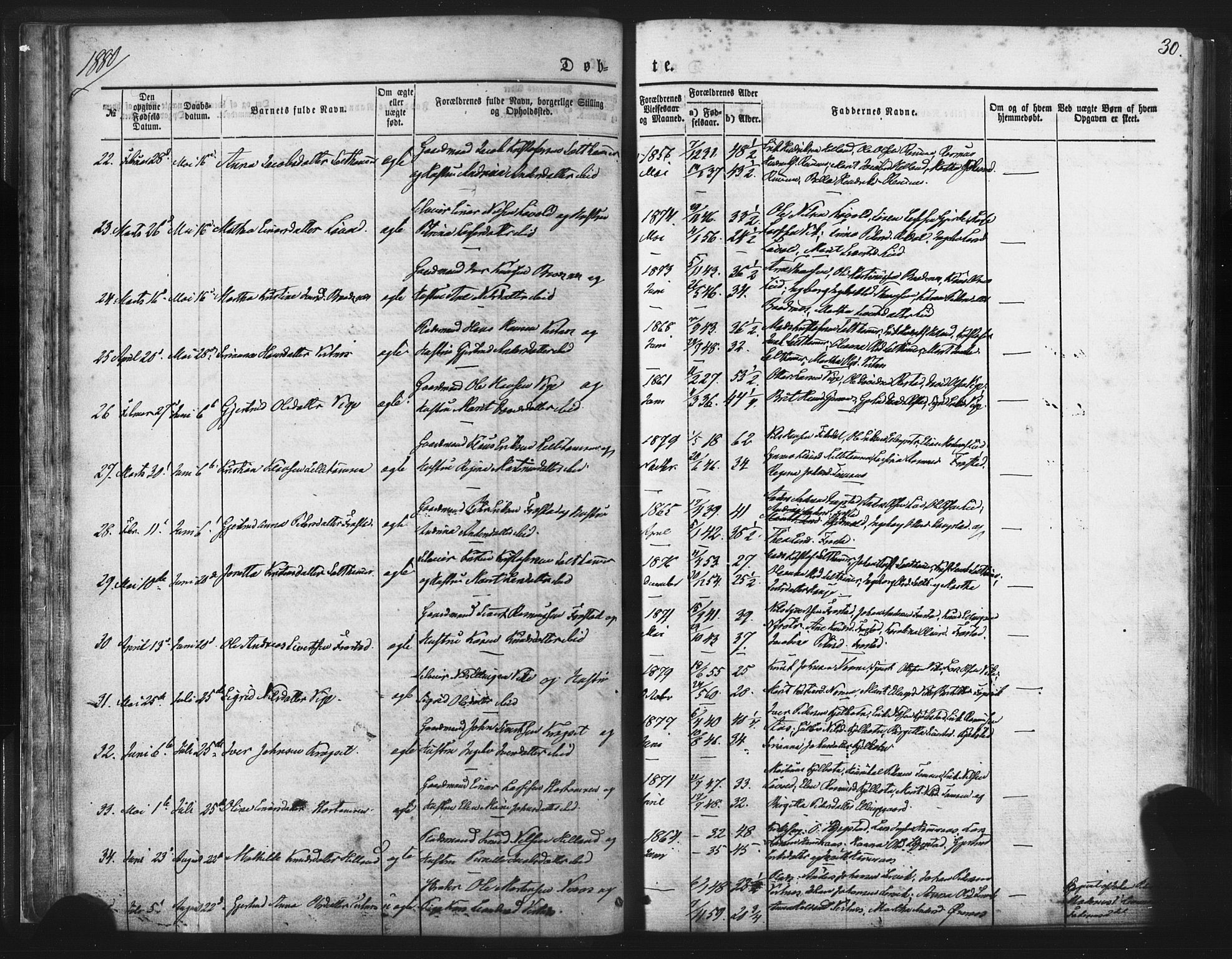 Ministerialprotokoller, klokkerbøker og fødselsregistre - Møre og Romsdal, AV/SAT-A-1454/539/L0530: Ministerialbok nr. 539A03, 1872-1886, s. 30