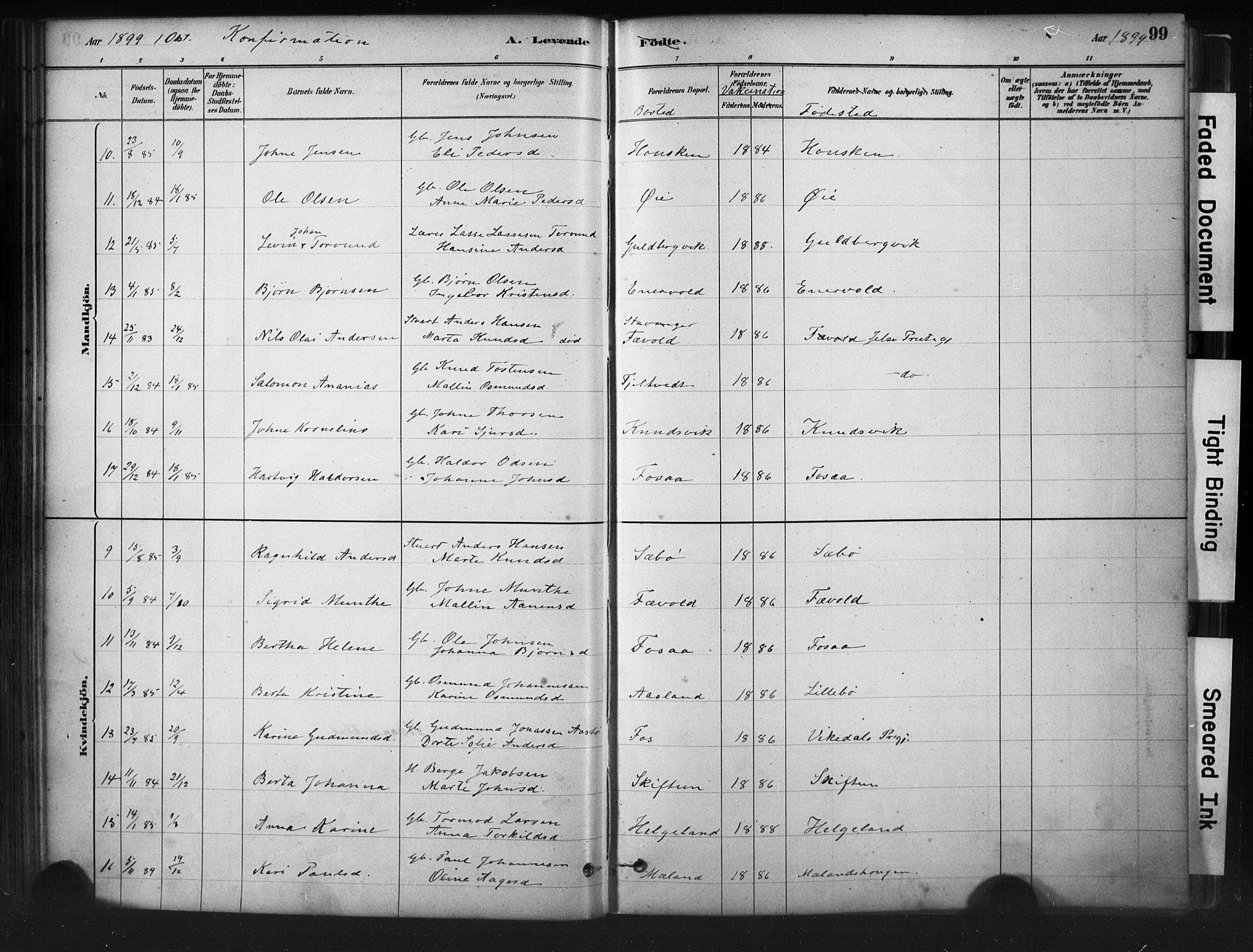 Hjelmeland sokneprestkontor, AV/SAST-A-101843/01/IV/L0014: Ministerialbok nr. A 14, 1879-1900, s. 99