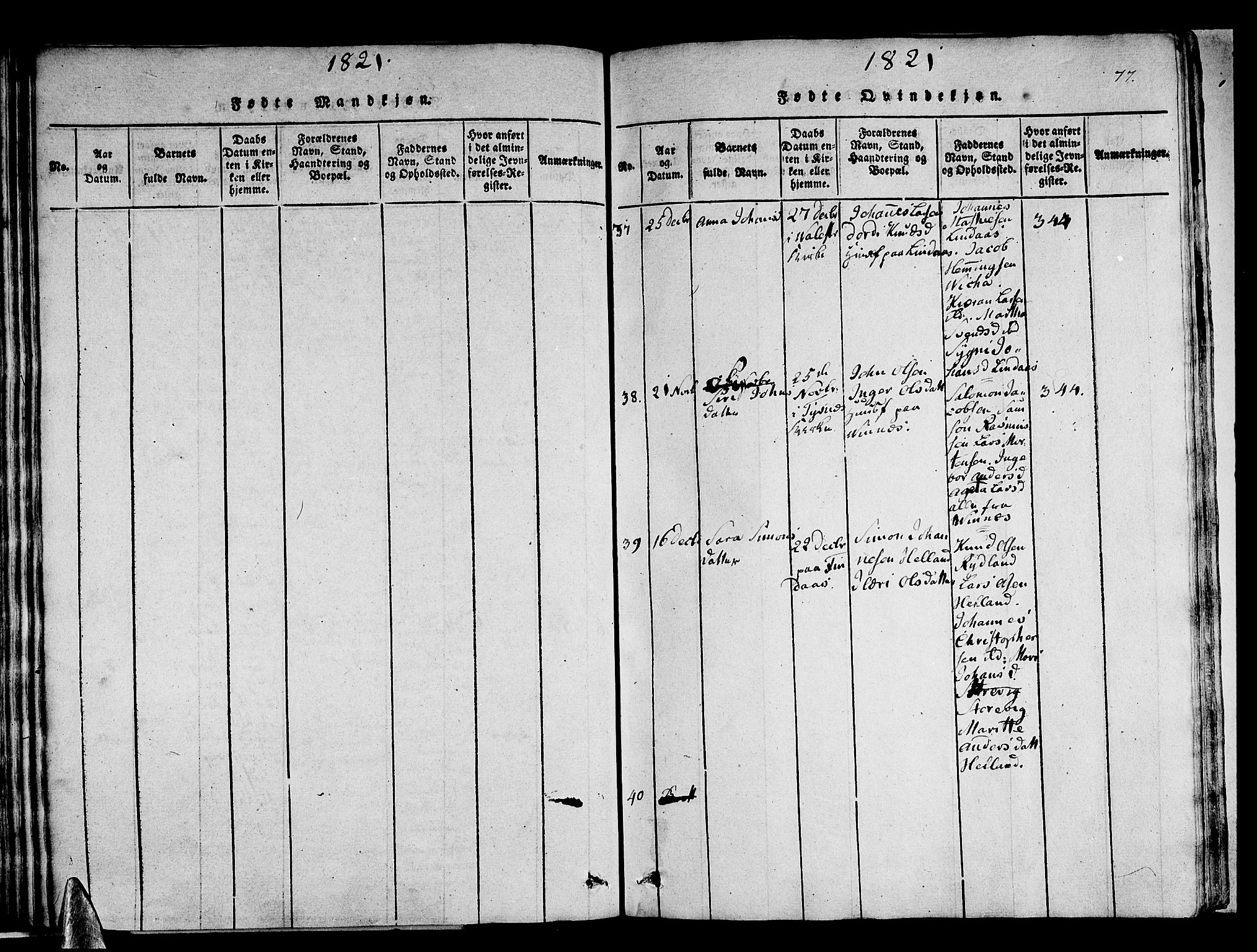 Stord sokneprestembete, AV/SAB-A-78201/H/Haa: Ministerialbok nr. A 5, 1816-1825, s. 77