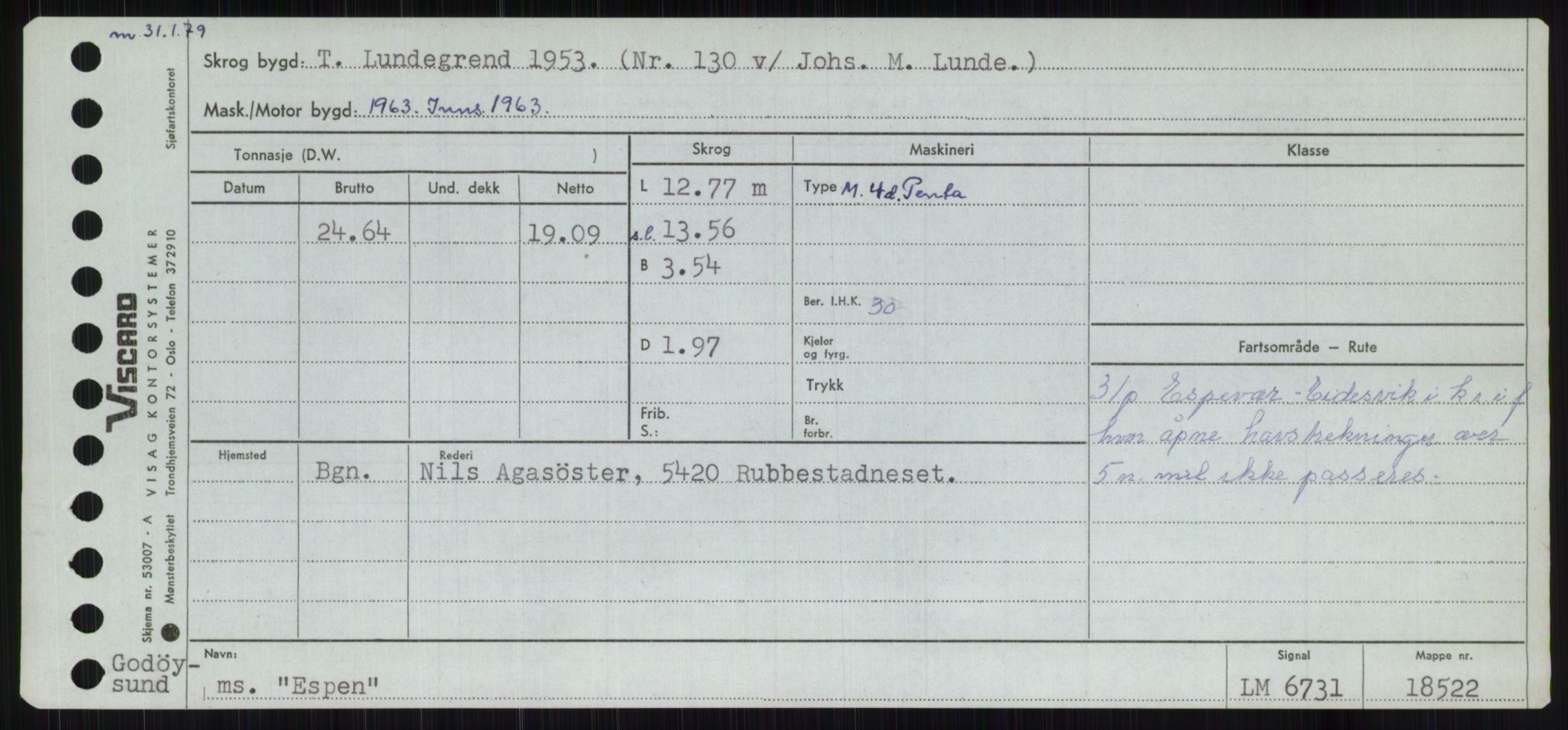 Sjøfartsdirektoratet med forløpere, Skipsmålingen, RA/S-1627/H/Ha/L0002/0001: Fartøy, Eik-Hill / Fartøy, Eik-F, s. 215