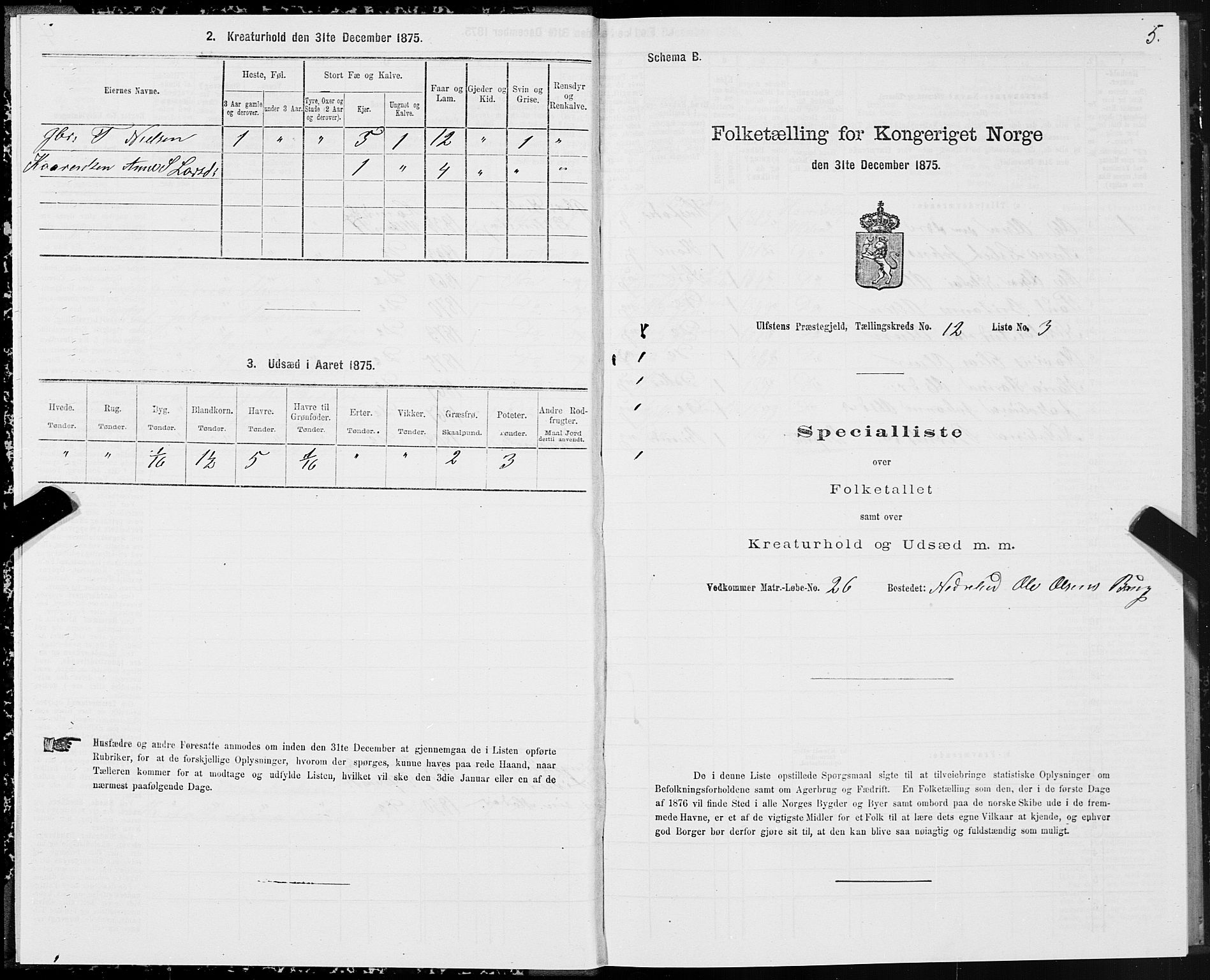 SAT, Folketelling 1875 for 1516P Ulstein prestegjeld, 1875, s. 5005