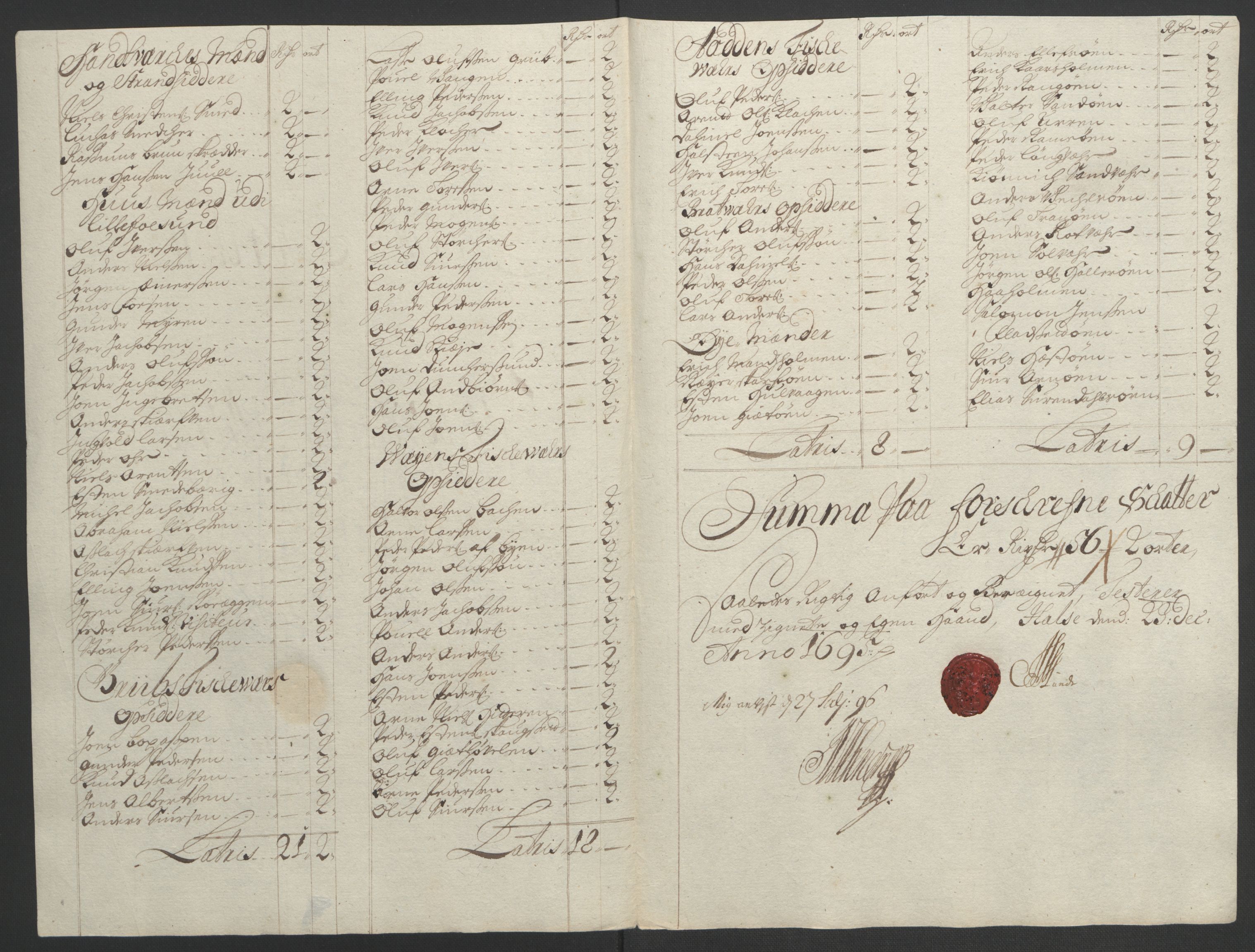Rentekammeret inntil 1814, Reviderte regnskaper, Fogderegnskap, RA/EA-4092/R56/L3736: Fogderegnskap Nordmøre, 1694-1696, s. 275