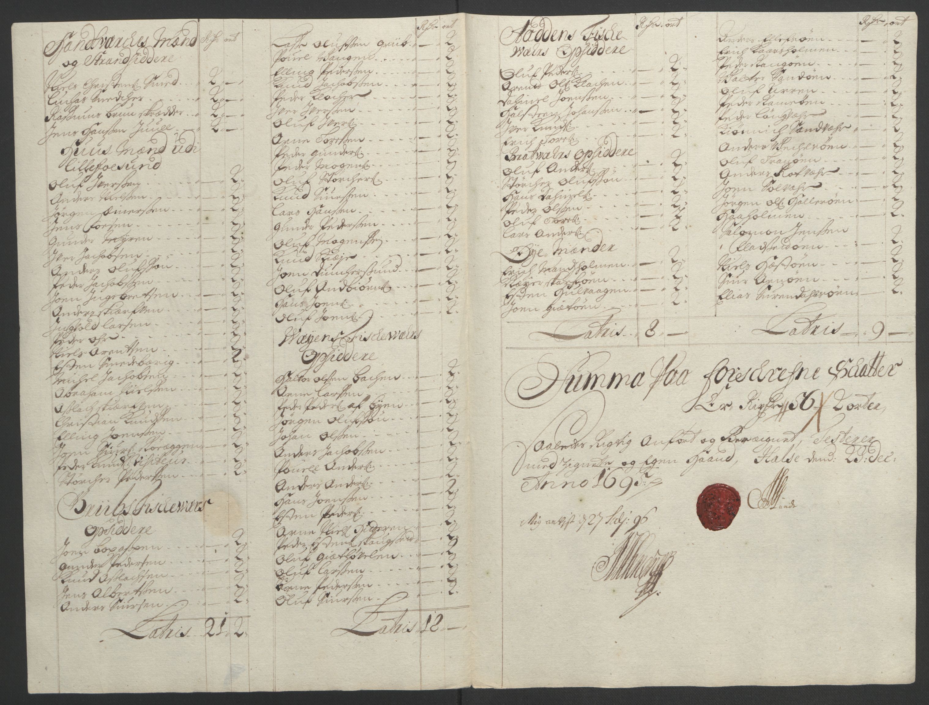 Rentekammeret inntil 1814, Reviderte regnskaper, Fogderegnskap, AV/RA-EA-4092/R56/L3736: Fogderegnskap Nordmøre, 1694-1696, s. 275