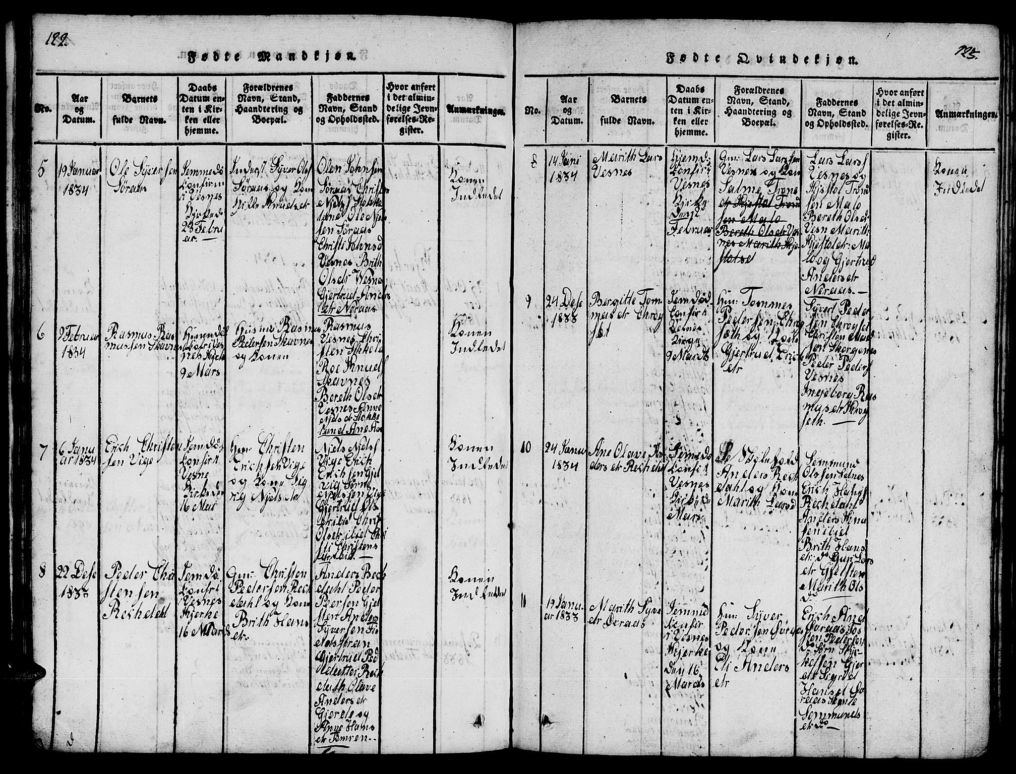Ministerialprotokoller, klokkerbøker og fødselsregistre - Møre og Romsdal, AV/SAT-A-1454/539/L0535: Klokkerbok nr. 539C01, 1818-1842, s. 122-123