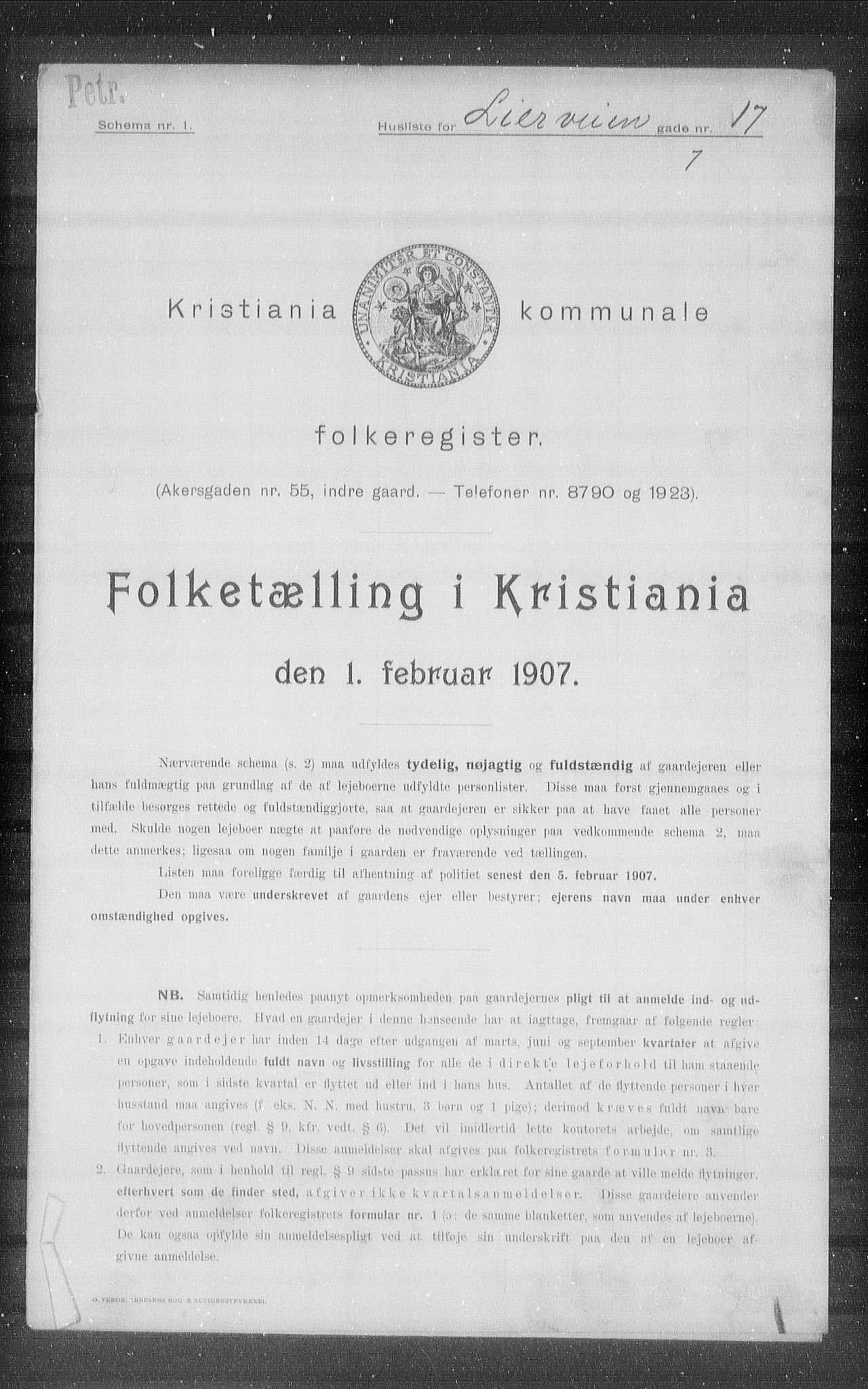 OBA, Kommunal folketelling 1.2.1907 for Kristiania kjøpstad, 1907, s. 29608