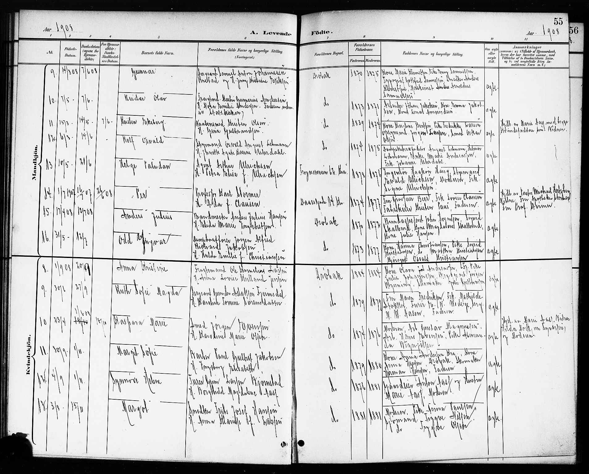 Drøbak prestekontor Kirkebøker, AV/SAO-A-10142a/G/Ga/L0001: Klokkerbok nr. I 1, 1897-1917, s. 55