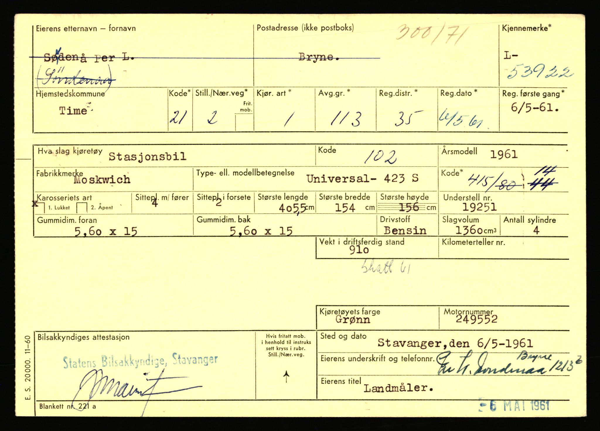 Stavanger trafikkstasjon, AV/SAST-A-101942/0/F/L0053: L-52900 - L-54199, 1930-1971, s. 2321