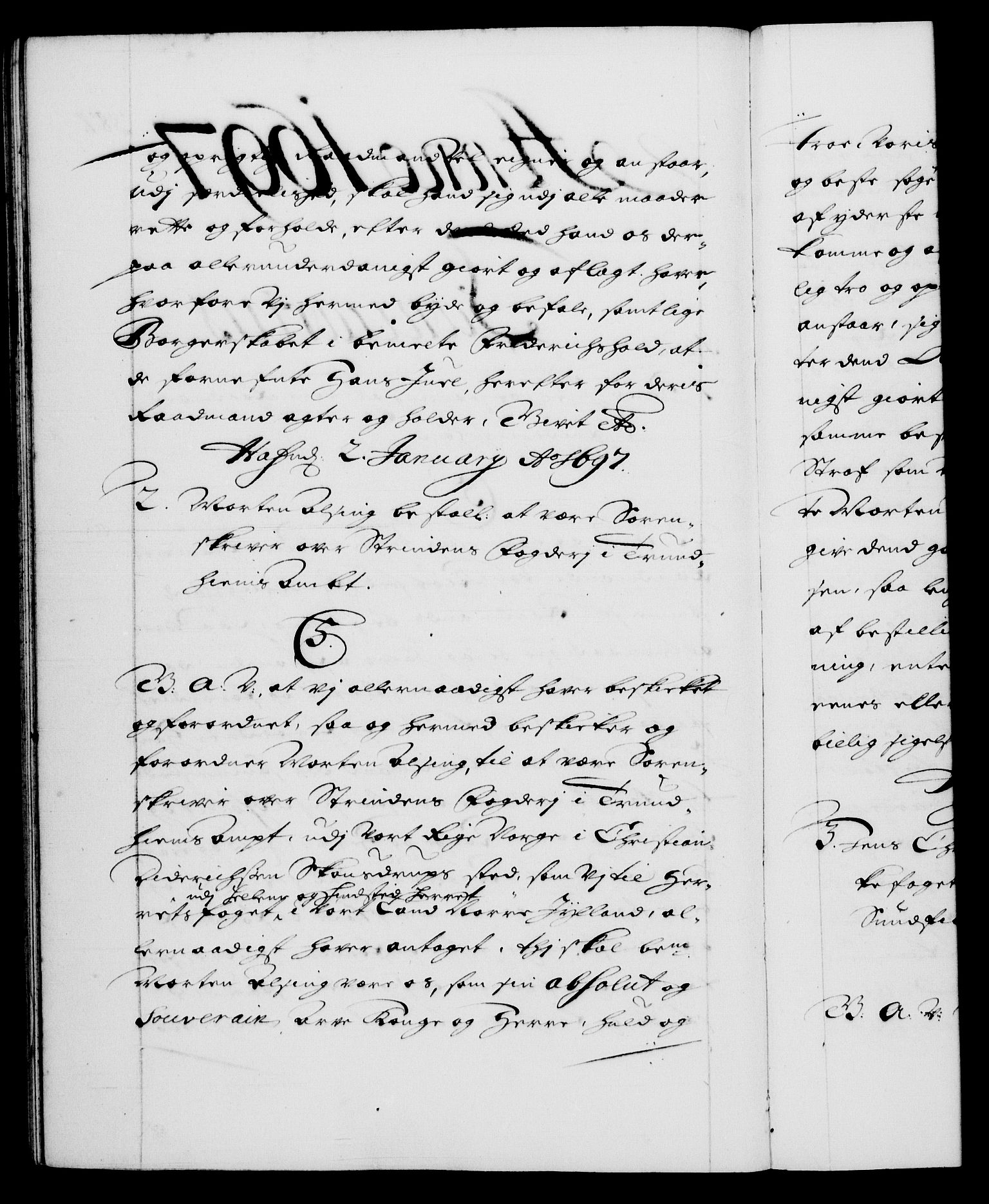 Danske Kanselli 1572-1799, RA/EA-3023/F/Fc/Fca/Fcaa/L0016: Norske registre (mikrofilm), 1692-1697, s. 387b