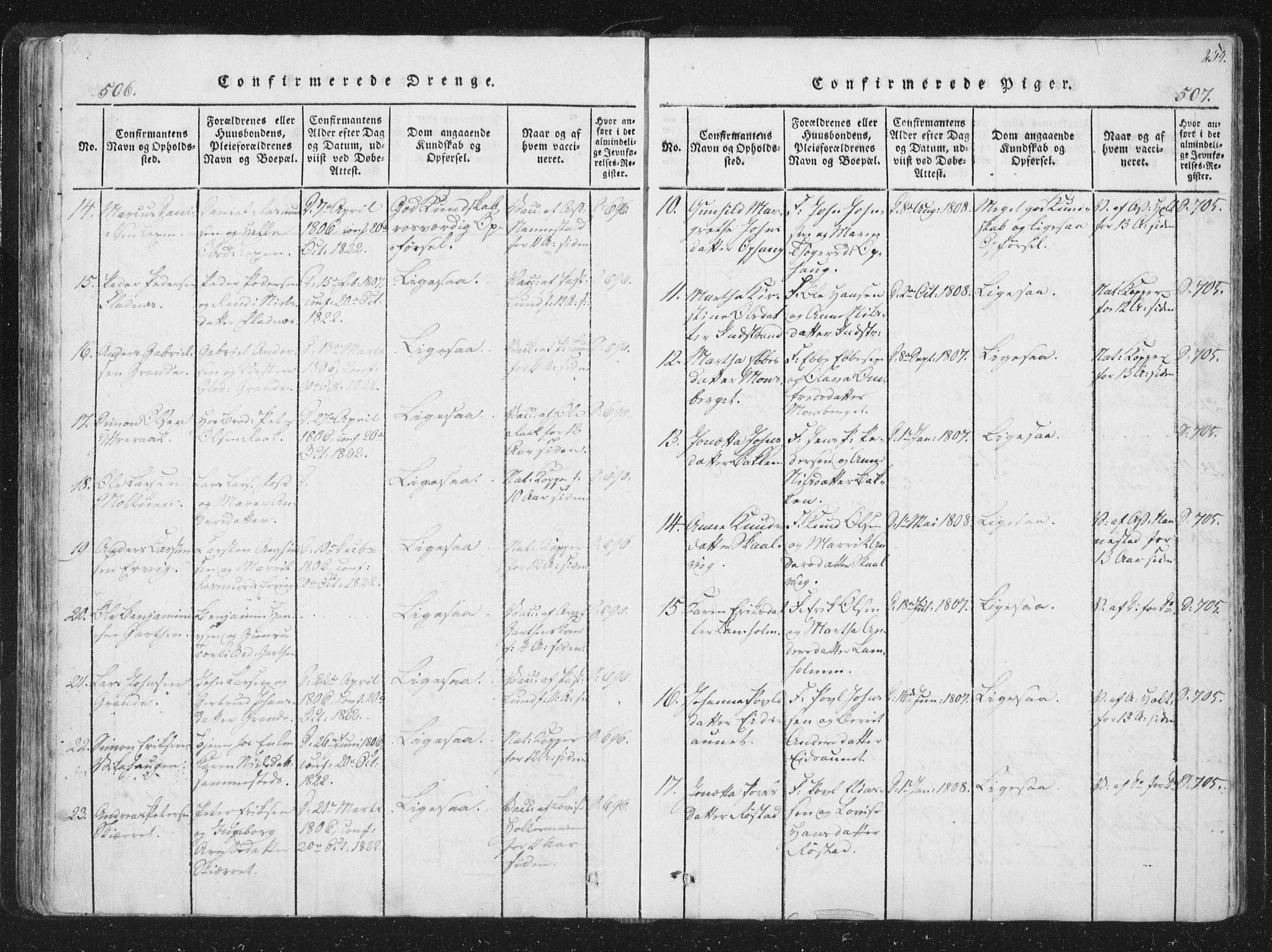 Ministerialprotokoller, klokkerbøker og fødselsregistre - Sør-Trøndelag, AV/SAT-A-1456/659/L0734: Ministerialbok nr. 659A04, 1818-1825, s. 506-507