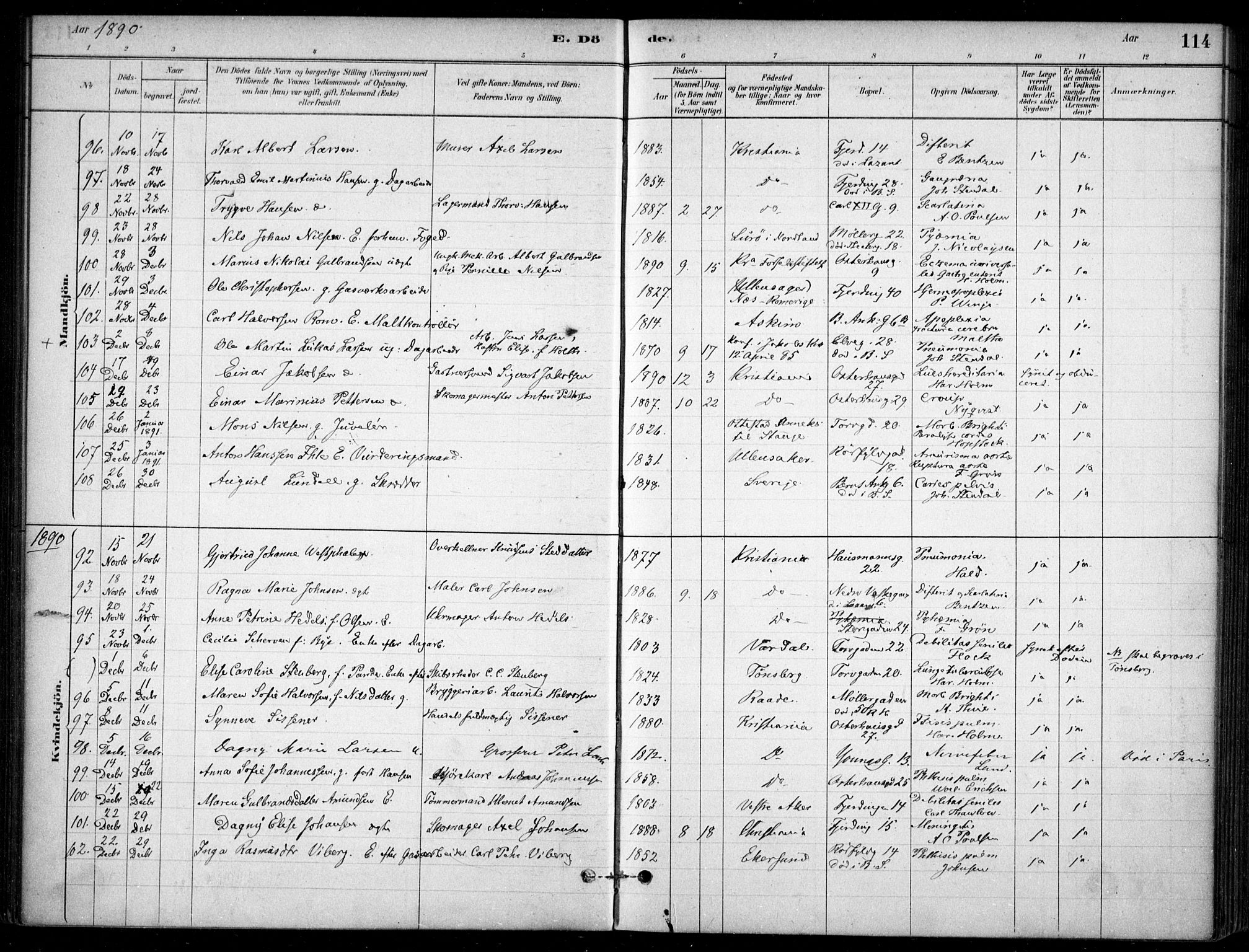 Jakob prestekontor Kirkebøker, AV/SAO-A-10850/F/Fa/L0007: Ministerialbok nr. 7, 1880-1905, s. 114