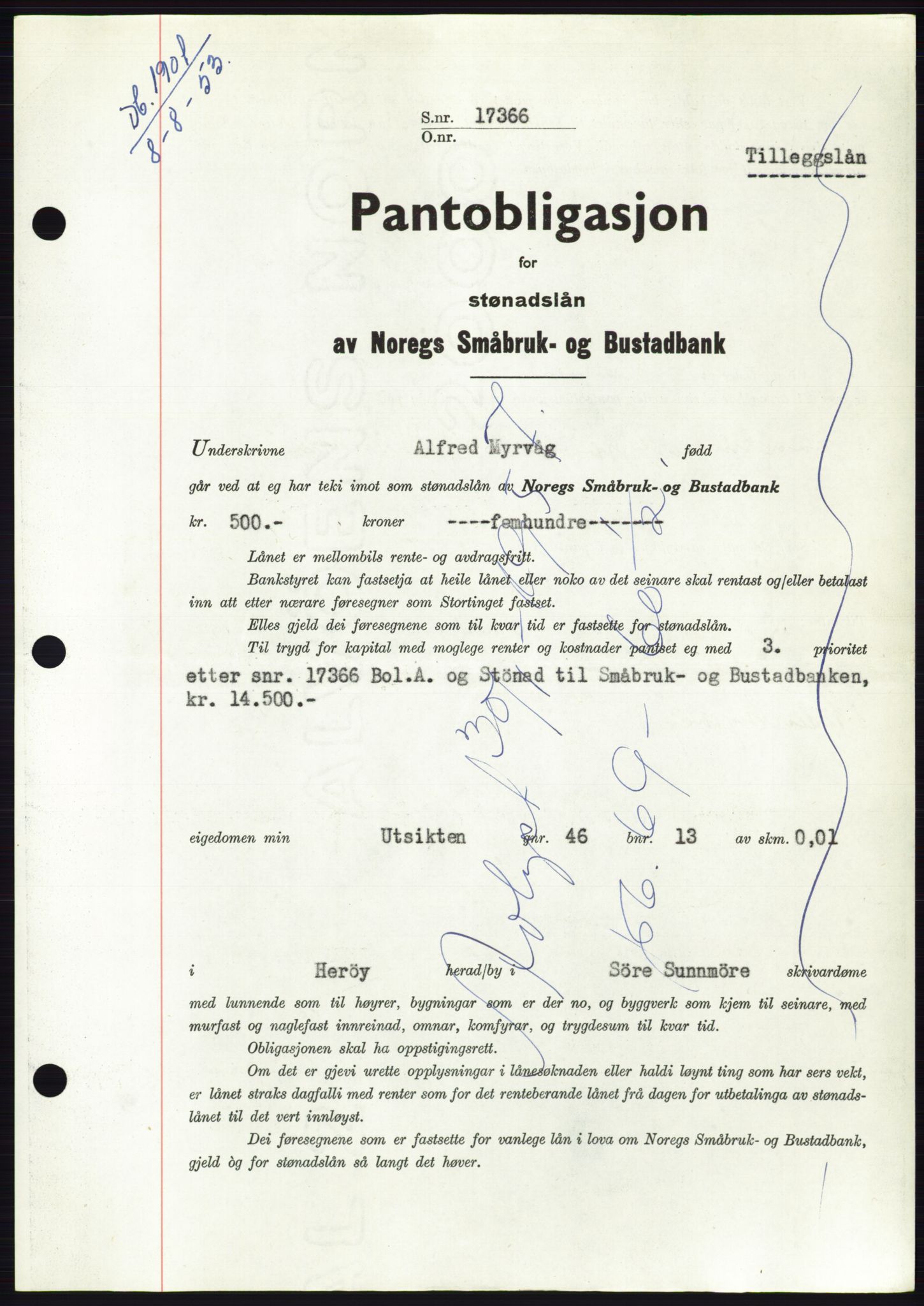 Søre Sunnmøre sorenskriveri, SAT/A-4122/1/2/2C/L0123: Pantebok nr. 11B, 1953-1953, Dagboknr: 1901/1953