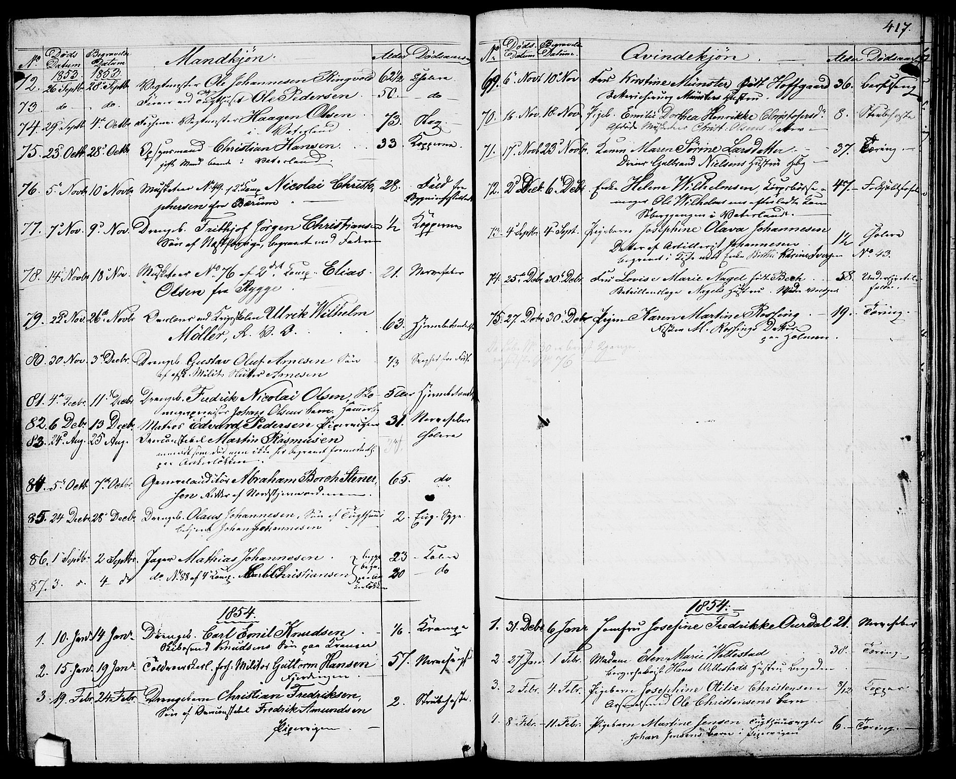 Garnisonsmenigheten Kirkebøker, SAO/A-10846/G/Ga/L0005: Klokkerbok nr. 5, 1841-1860, s. 417