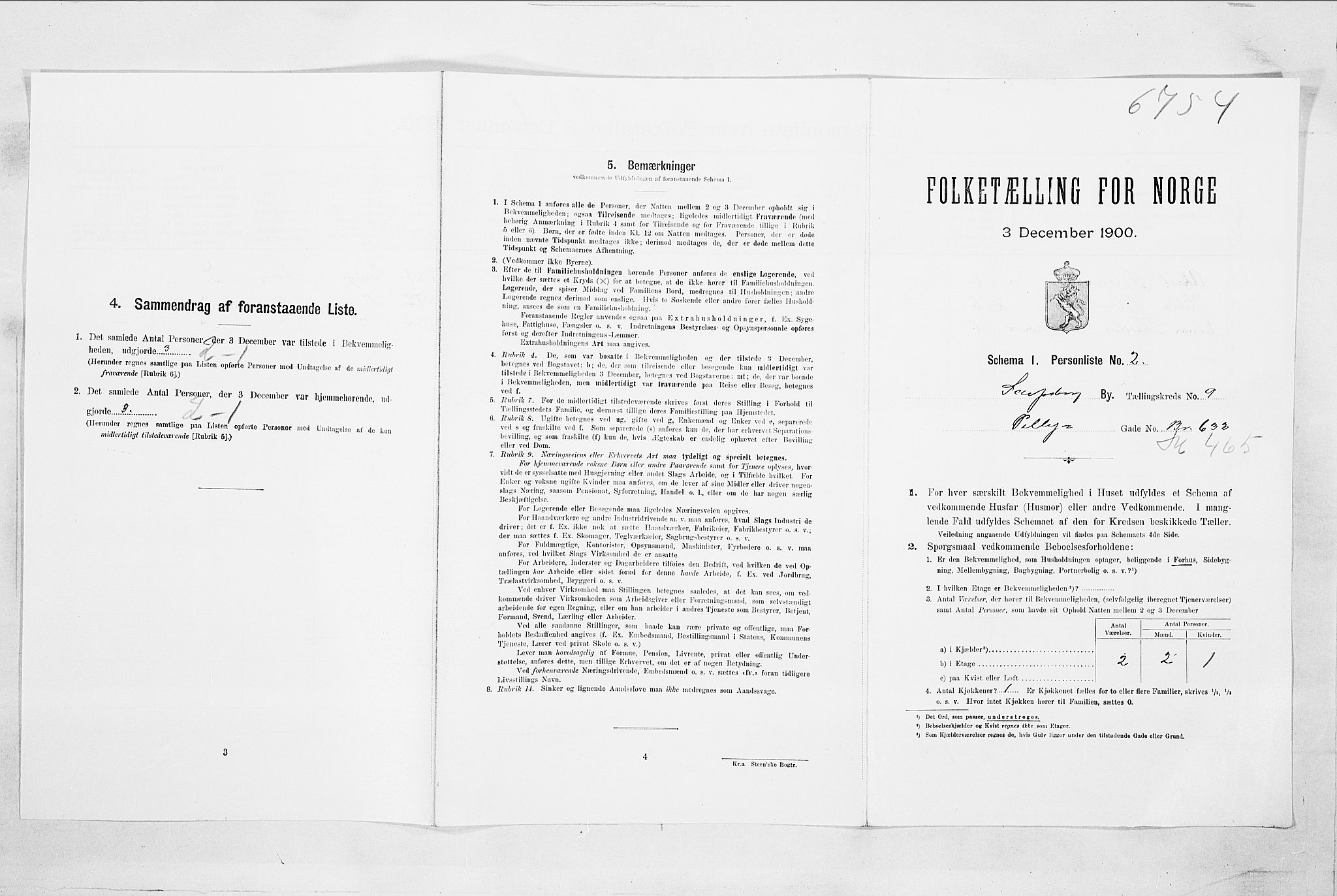 SAO, Folketelling 1900 for 0102 Sarpsborg kjøpstad, 1900