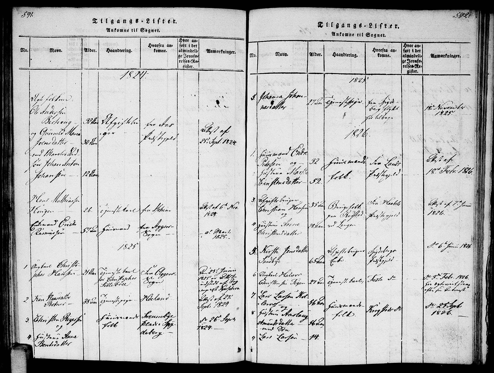 Enebakk prestekontor Kirkebøker, AV/SAO-A-10171c/F/Fa/L0006: Ministerialbok nr. I 6, 1815-1832, s. 591-592