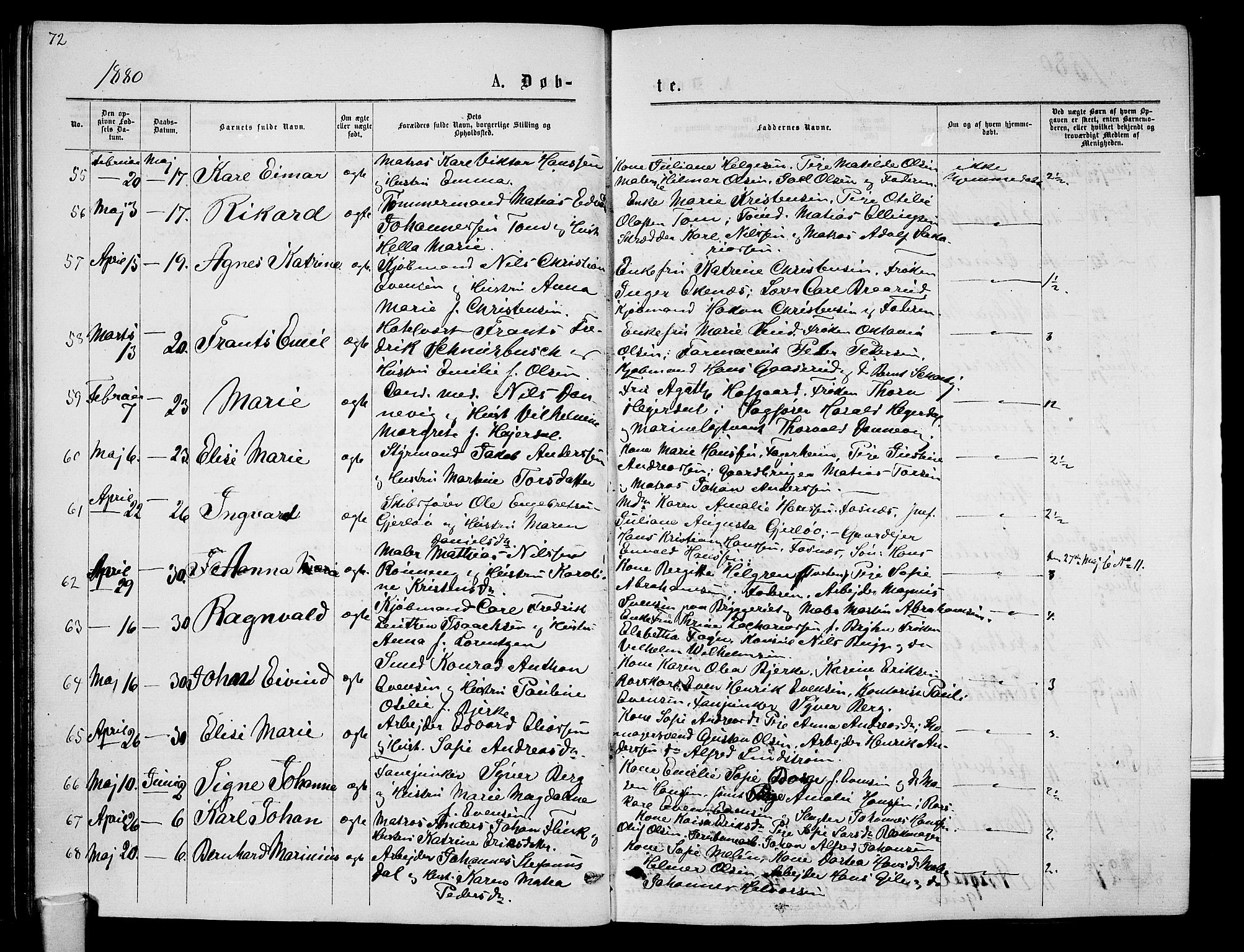 Tønsberg kirkebøker, AV/SAKO-A-330/G/Ga/L0005: Klokkerbok nr. 5, 1875-1885, s. 72