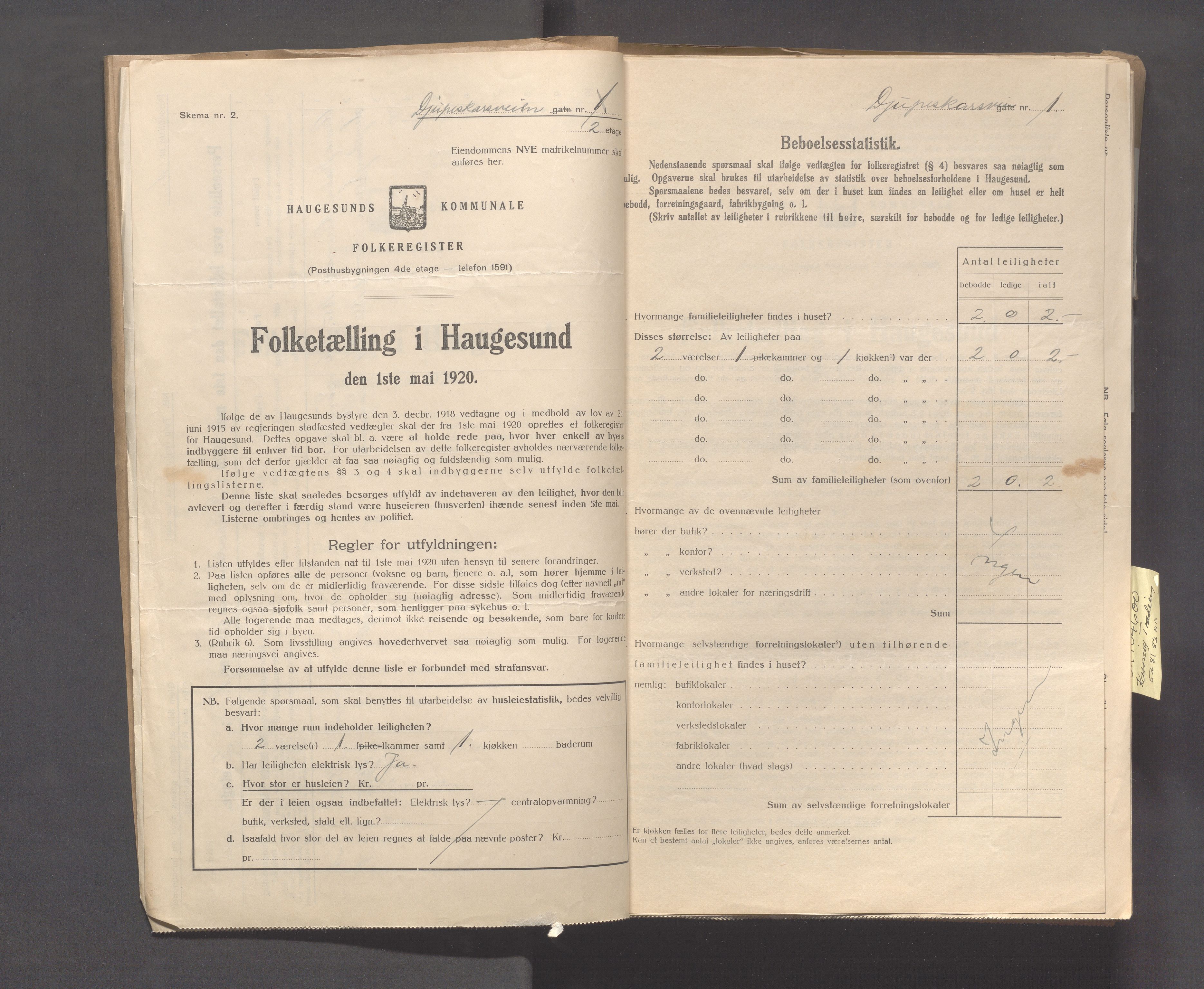 IKAR, Kommunal folketelling 1.5.1920 for Haugesund, 1920, s. 439