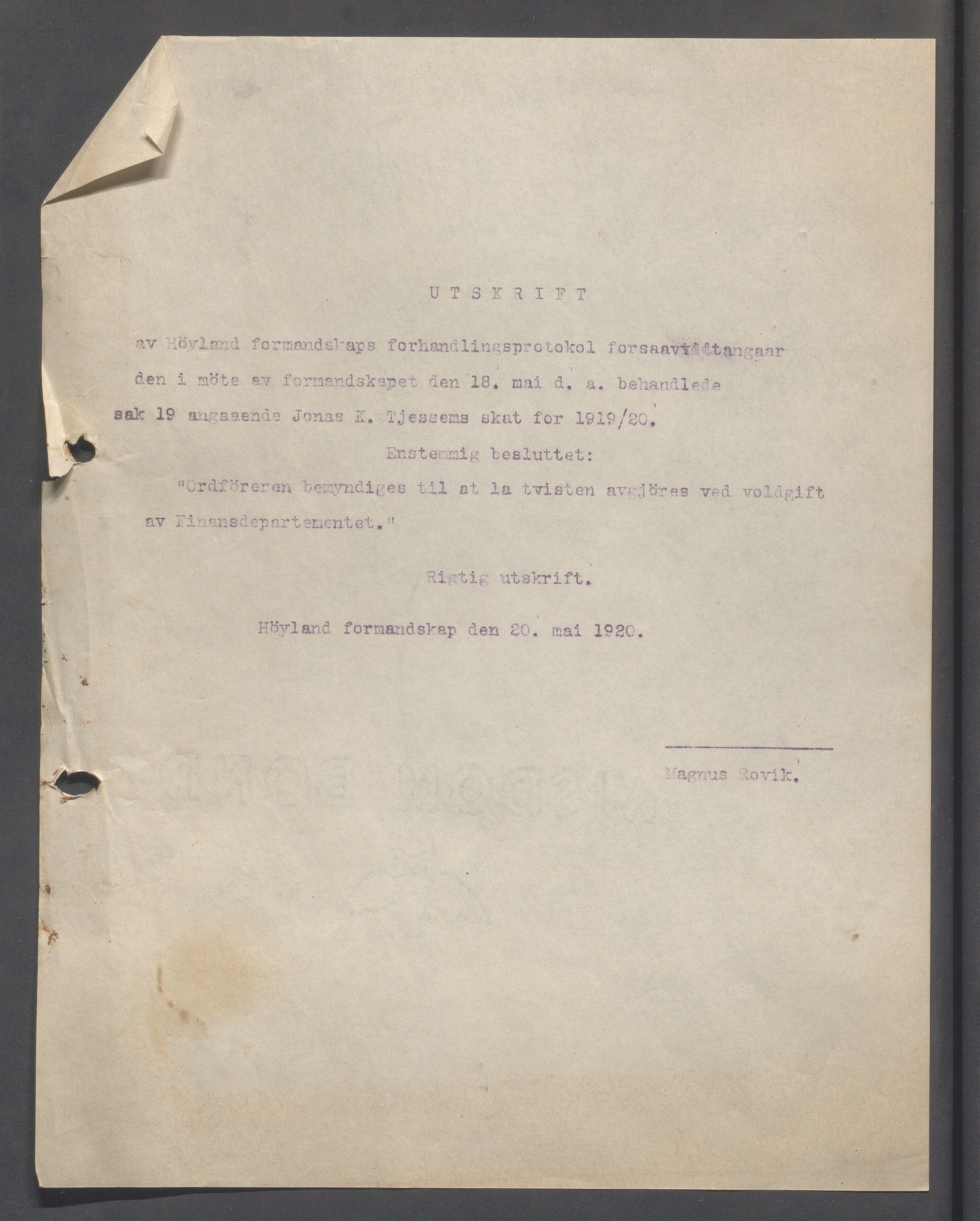 Høyland kommune - Formannskapet, IKAR/K-100046/B/L0005: Kopibok, 1918-1921, s. 2