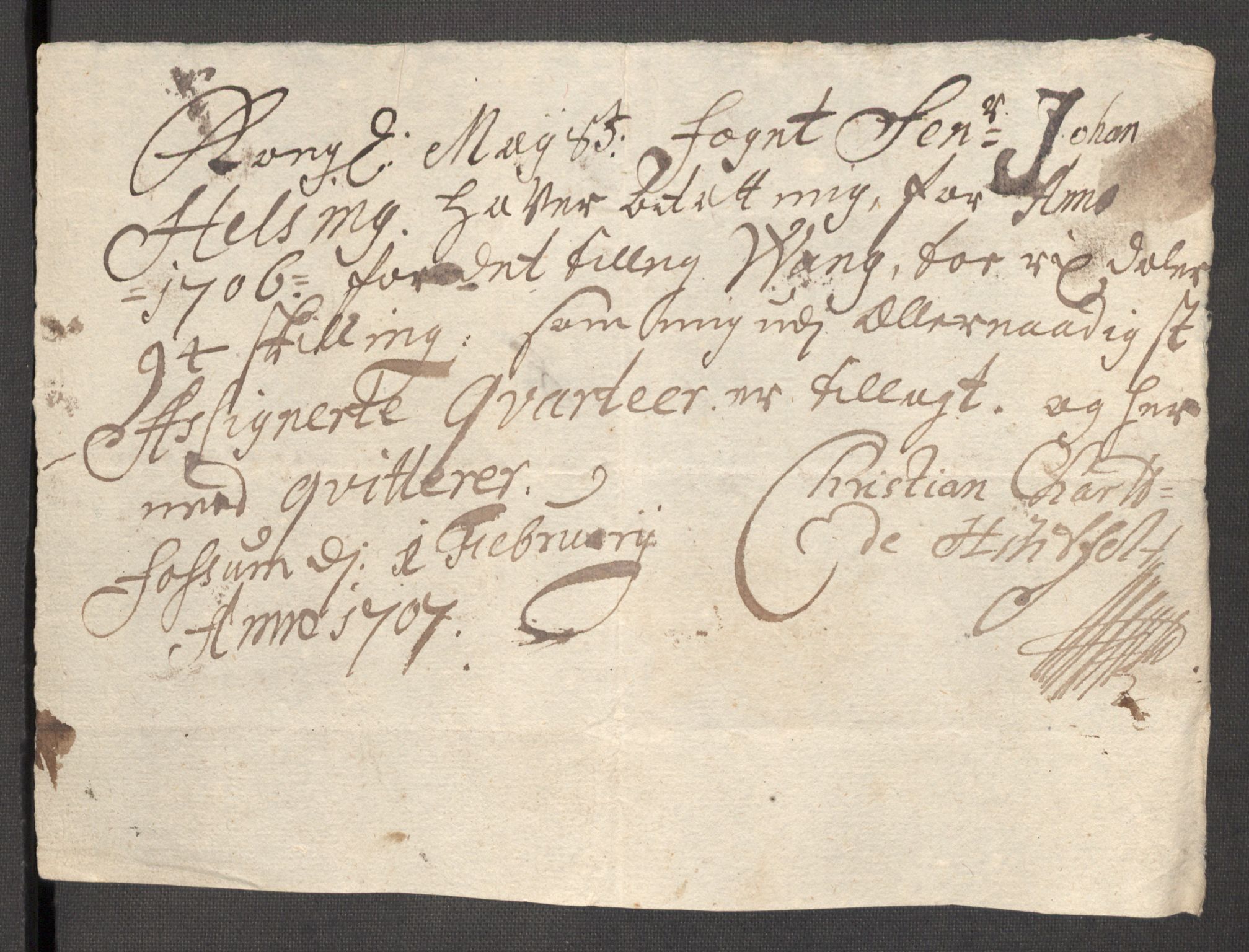 Rentekammeret inntil 1814, Reviderte regnskaper, Fogderegnskap, RA/EA-4092/R63/L4315: Fogderegnskap Inderøy, 1706-1707, s. 222