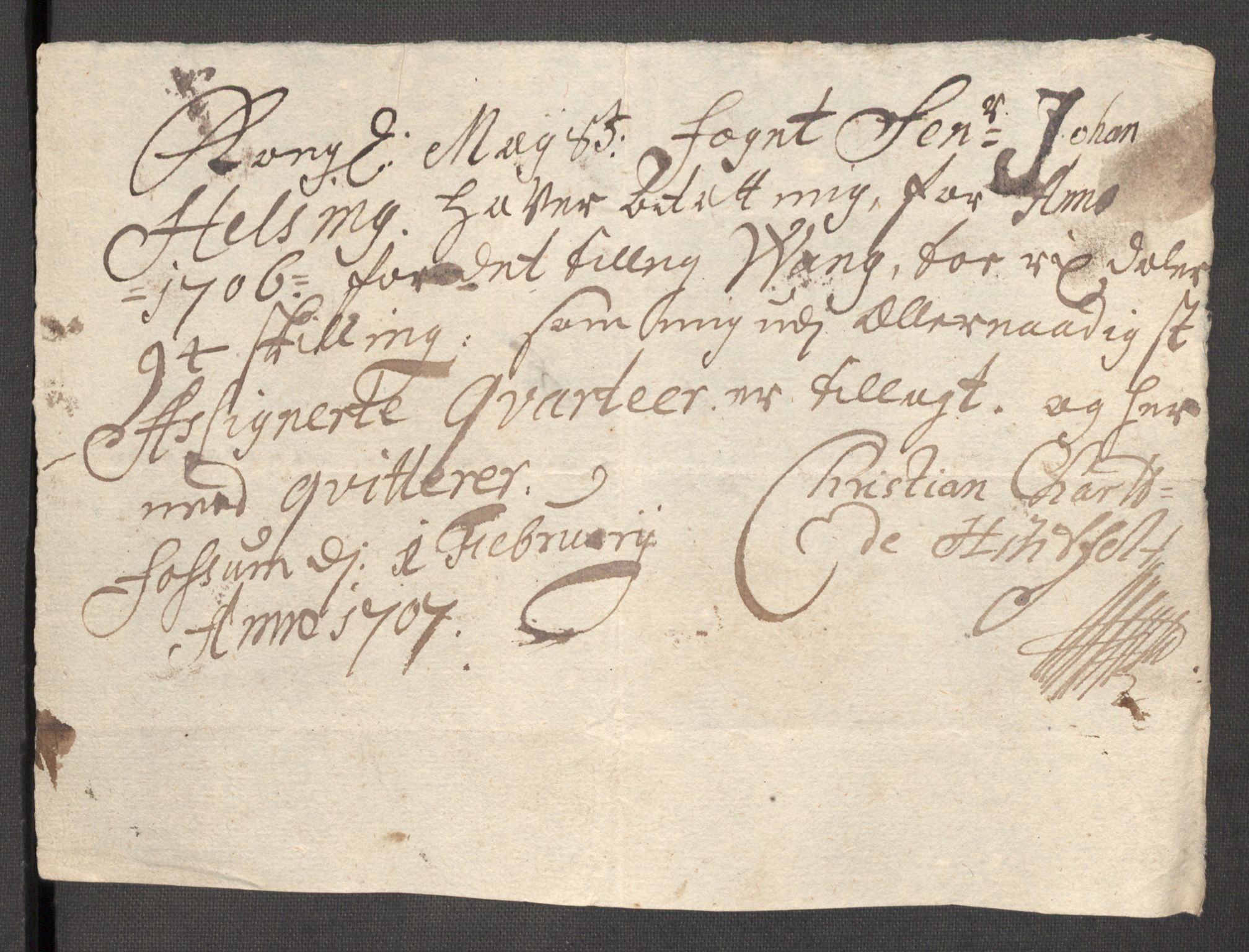 Rentekammeret inntil 1814, Reviderte regnskaper, Fogderegnskap, AV/RA-EA-4092/R63/L4315: Fogderegnskap Inderøy, 1706-1707, s. 222