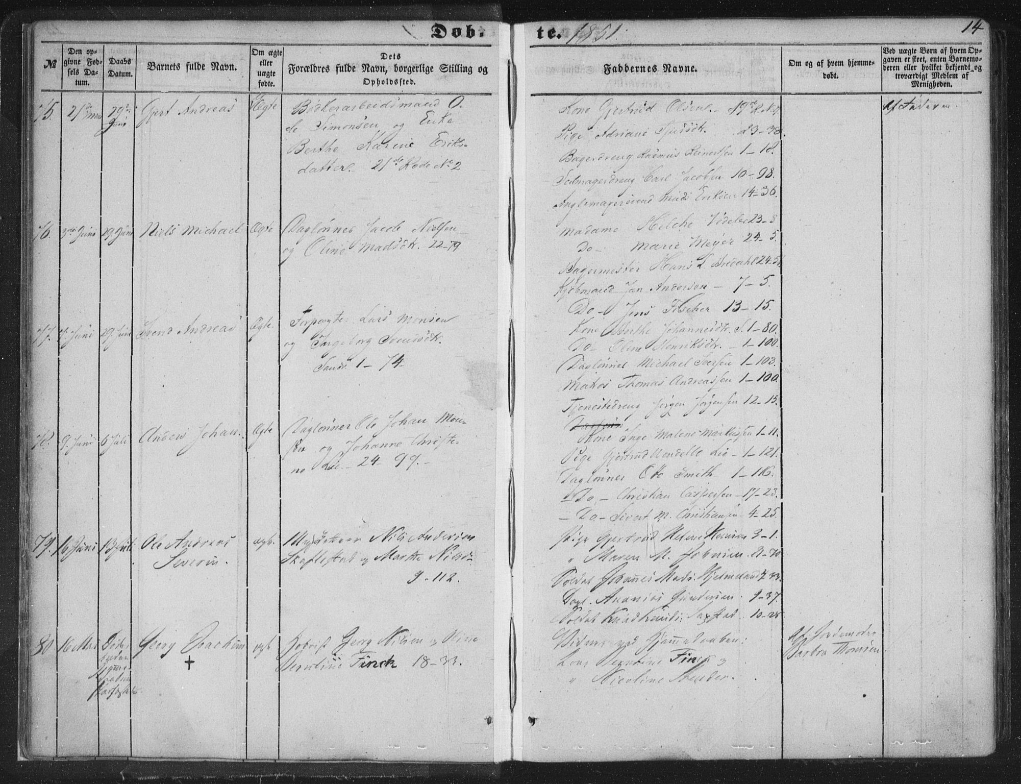 Korskirken sokneprestembete, SAB/A-76101/H/Haa/L0017: Ministerialbok nr. B 3, 1851-1857, s. 14