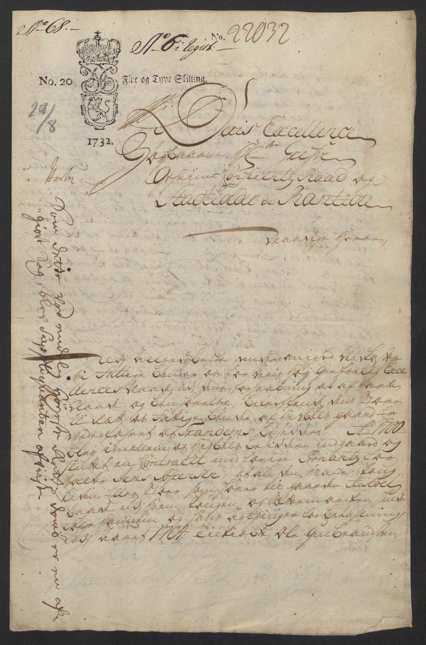 Stattholderembetet 1572-1771, AV/RA-EA-2870/Ef/L0106: Brev fra embetsmenn og andre, 1730-1732, s. 239