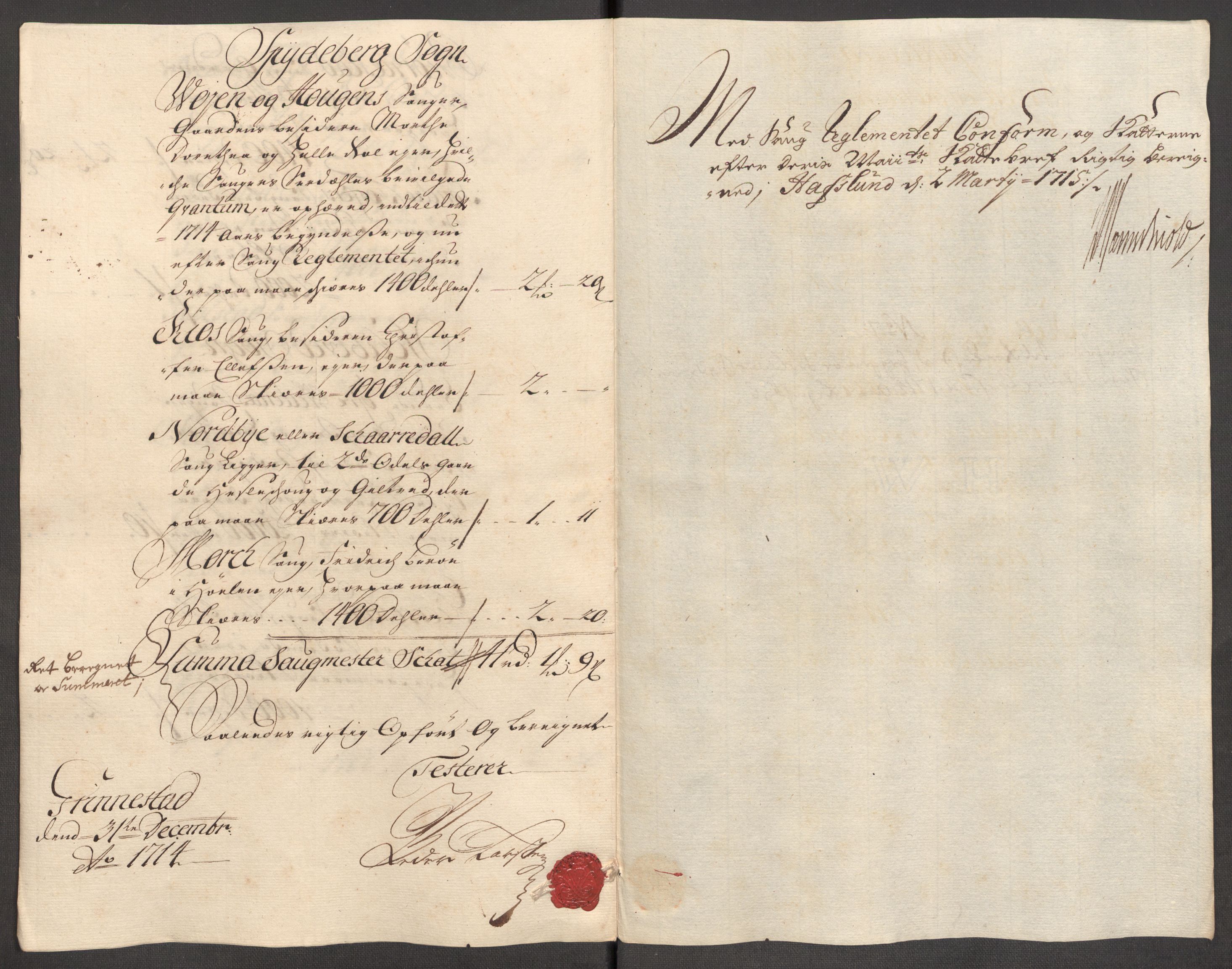 Rentekammeret inntil 1814, Reviderte regnskaper, Fogderegnskap, RA/EA-4092/R07/L0308: Fogderegnskap Rakkestad, Heggen og Frøland, 1714, s. 227