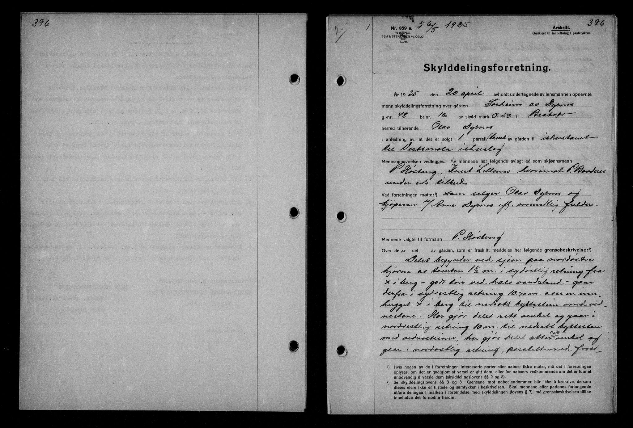 Nordmøre sorenskriveri, SAT/A-4132/1/2/2Ca/L0084: Pantebok nr. 74, 1935-1935, Tingl.dato: 06.05.1935