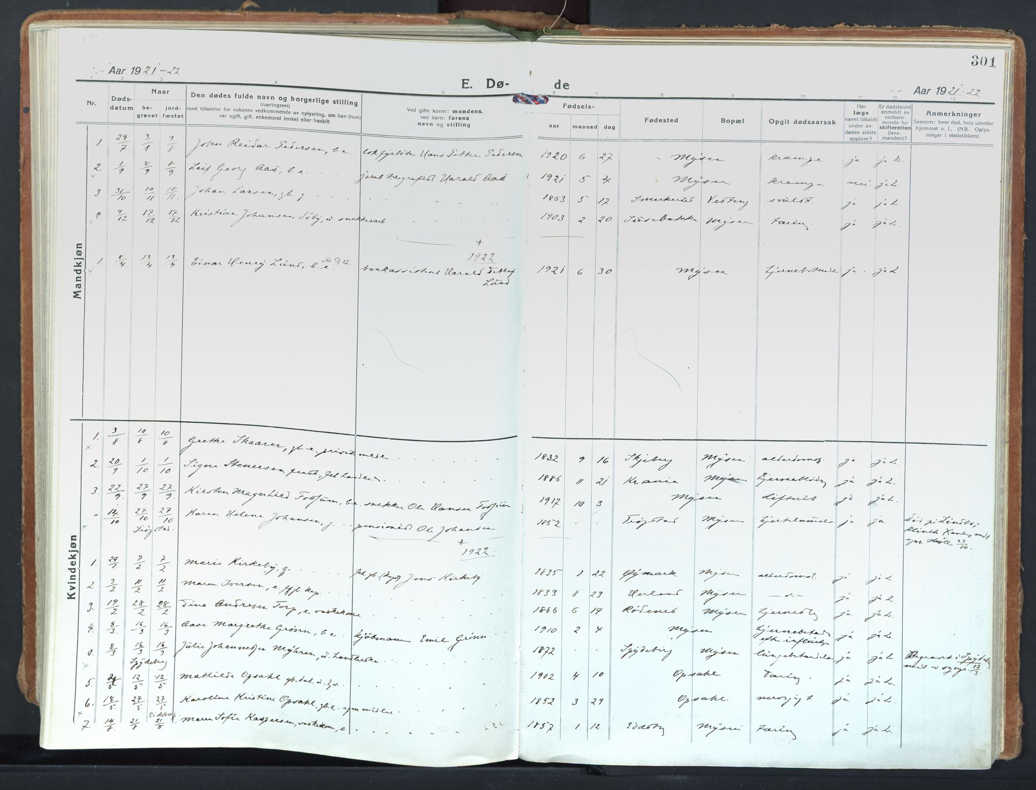 Eidsberg prestekontor Kirkebøker, AV/SAO-A-10905/F/Fd/L0001: Ministerialbok nr. IV 1, 1921-1948, s. 301