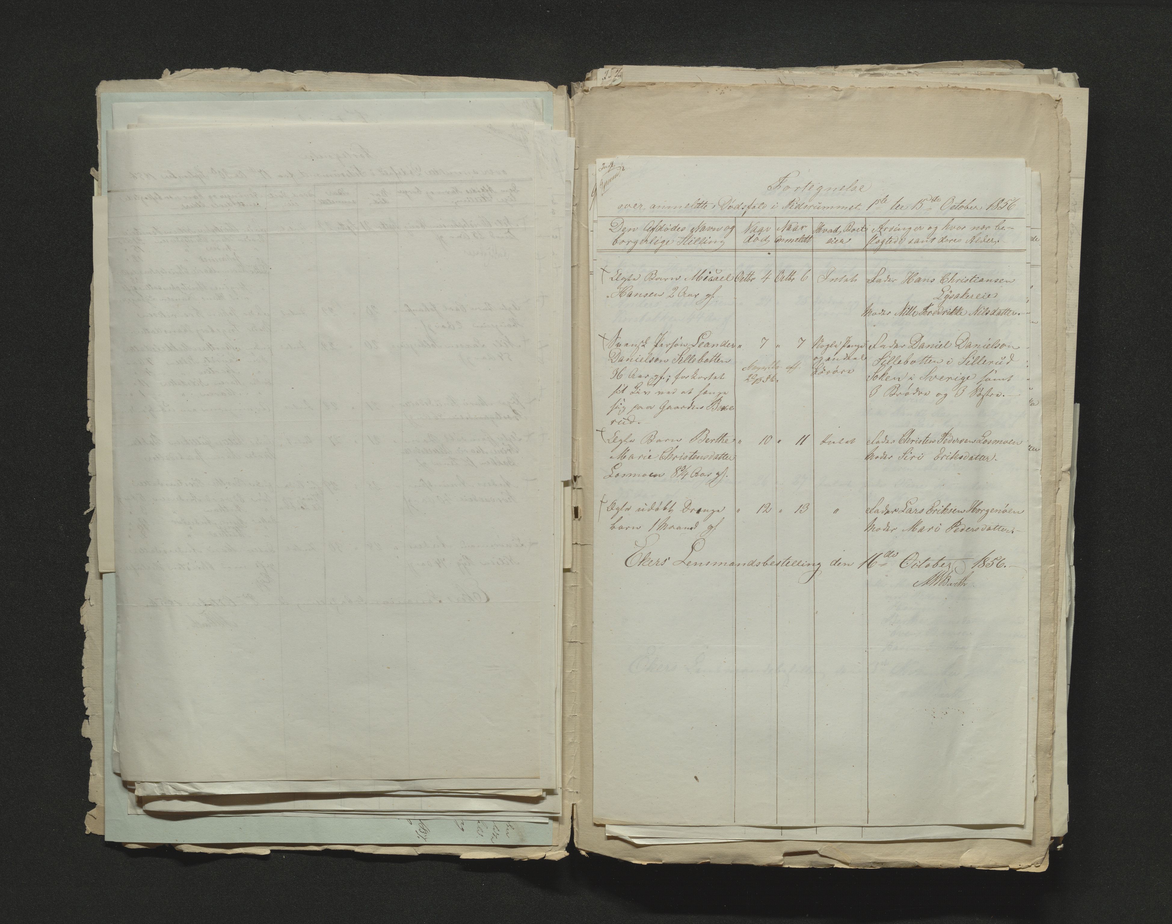 Eiker, Modum og Sigdal sorenskriveri, AV/SAKO-A-123/H/Ha/Hab/L0009: Dødsfallsmeldinger, 1854-1857, s. 291
