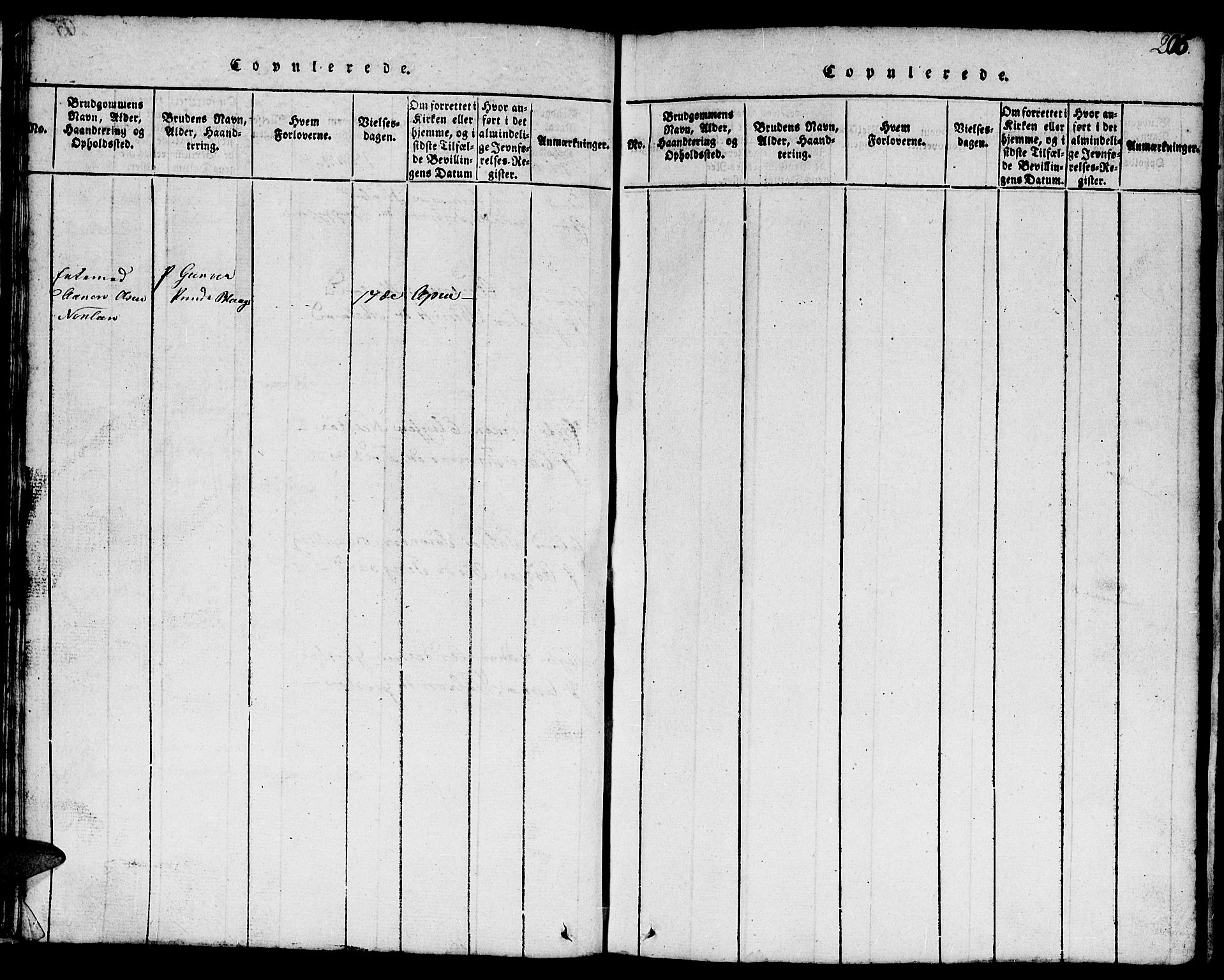 Hægebostad sokneprestkontor, SAK/1111-0024/F/Fb/Fbb/L0001: Klokkerbok nr. B 1, 1816-1850, s. 206