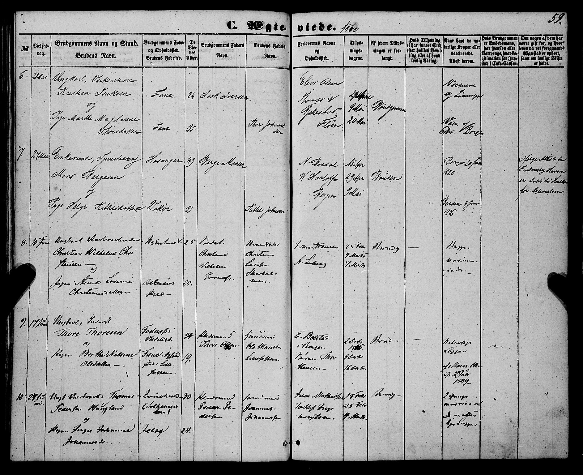 St. Jørgens hospital og Årstad sokneprestembete, AV/SAB-A-99934: Ministerialbok nr. A 9, 1853-1878, s. 59