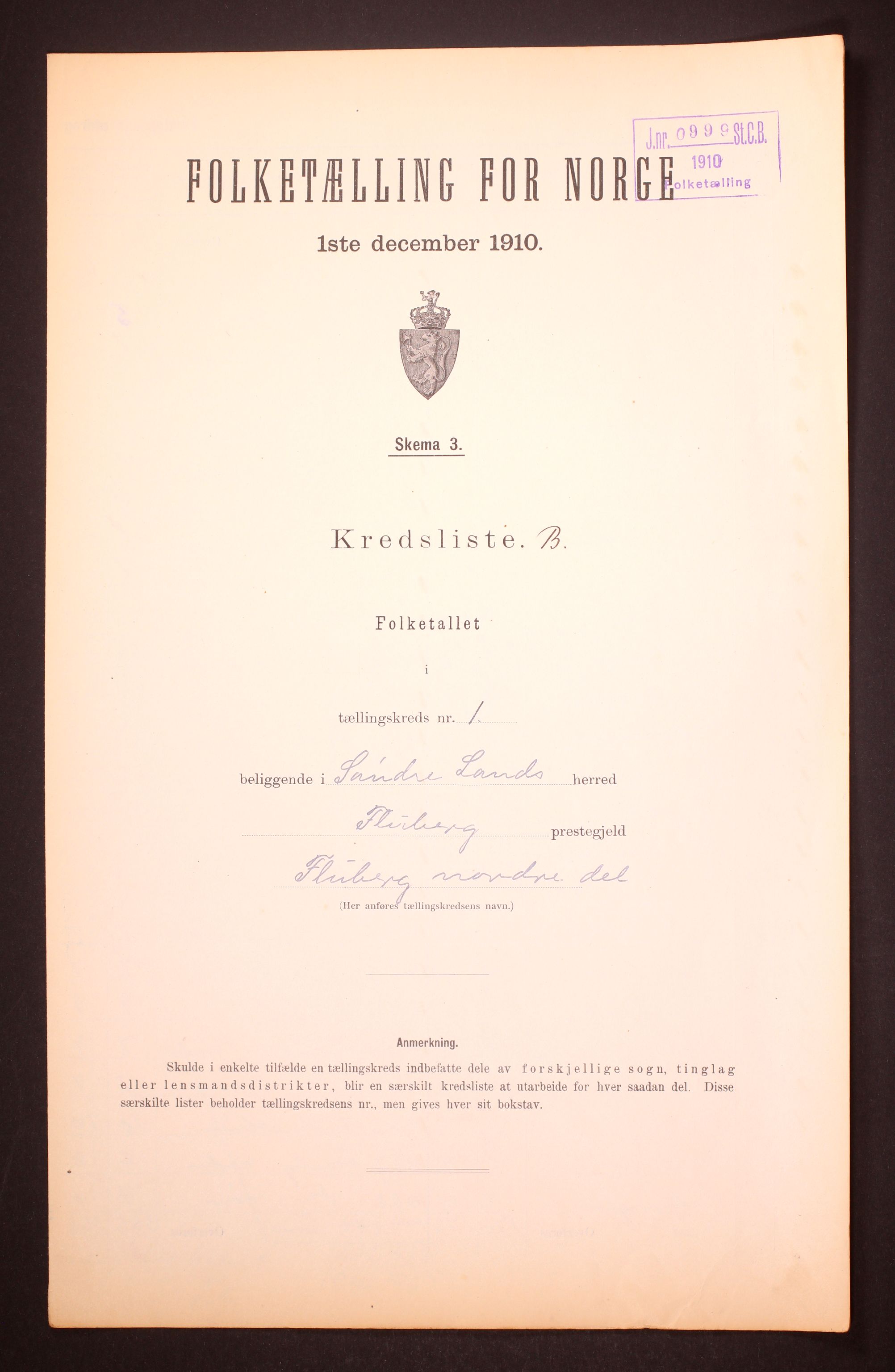 RA, Folketelling 1910 for 0536 Søndre Land herred, 1910, s. 7