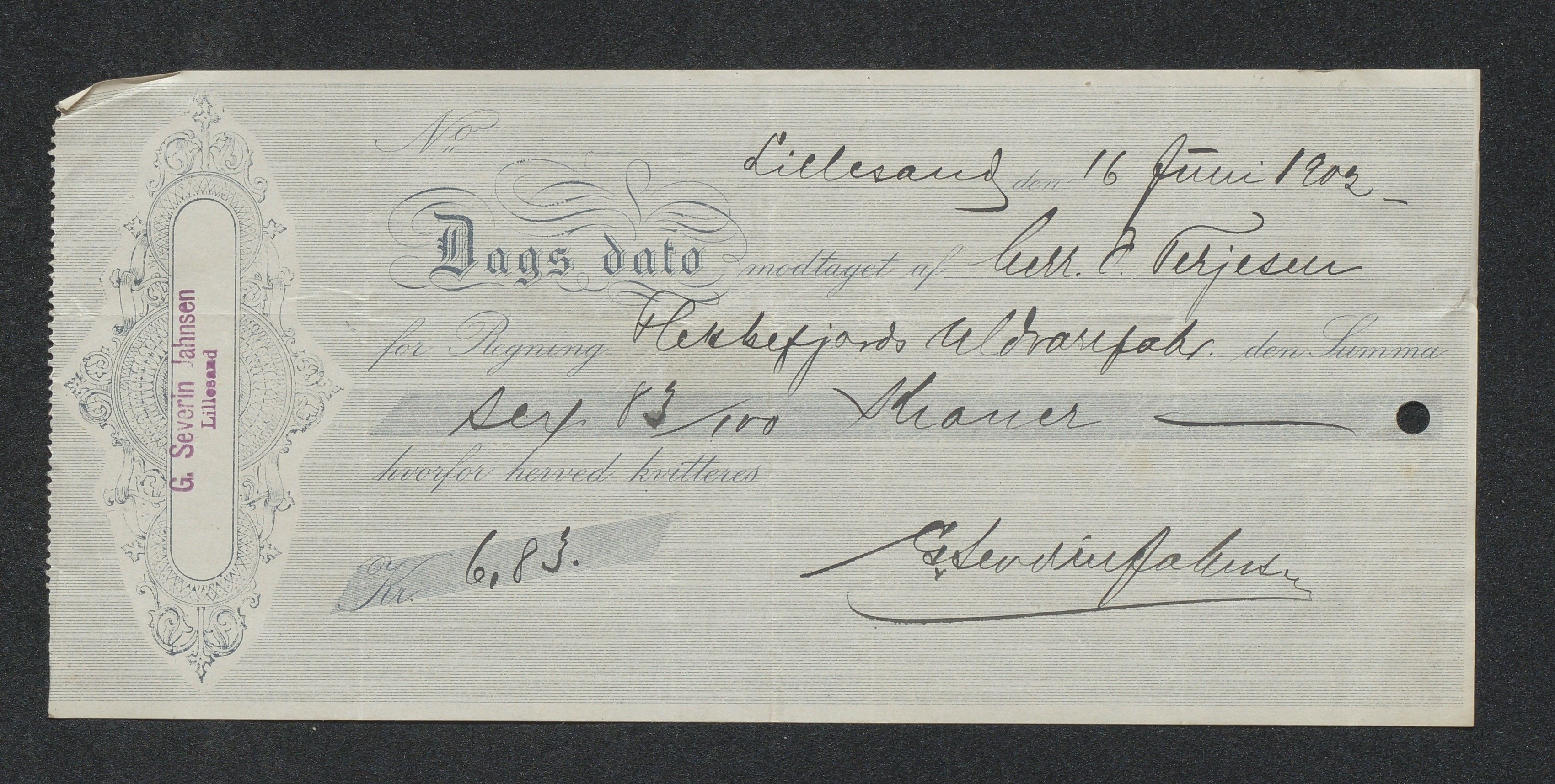 O. Terjesens rederi, AAKS/PA-2525/R/R02/L0002: Regnskapsbilag, 1899-1904