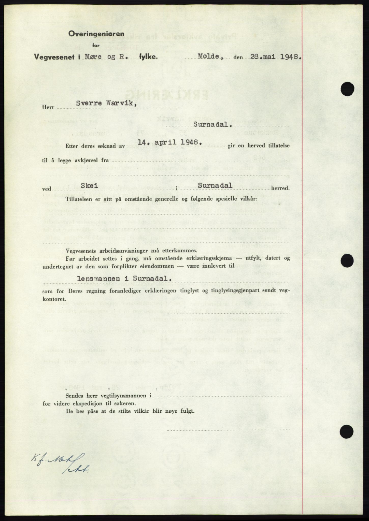 Nordmøre sorenskriveri, AV/SAT-A-4132/1/2/2Ca: Pantebok nr. B99, 1948-1948, Dagboknr: 2132/1948