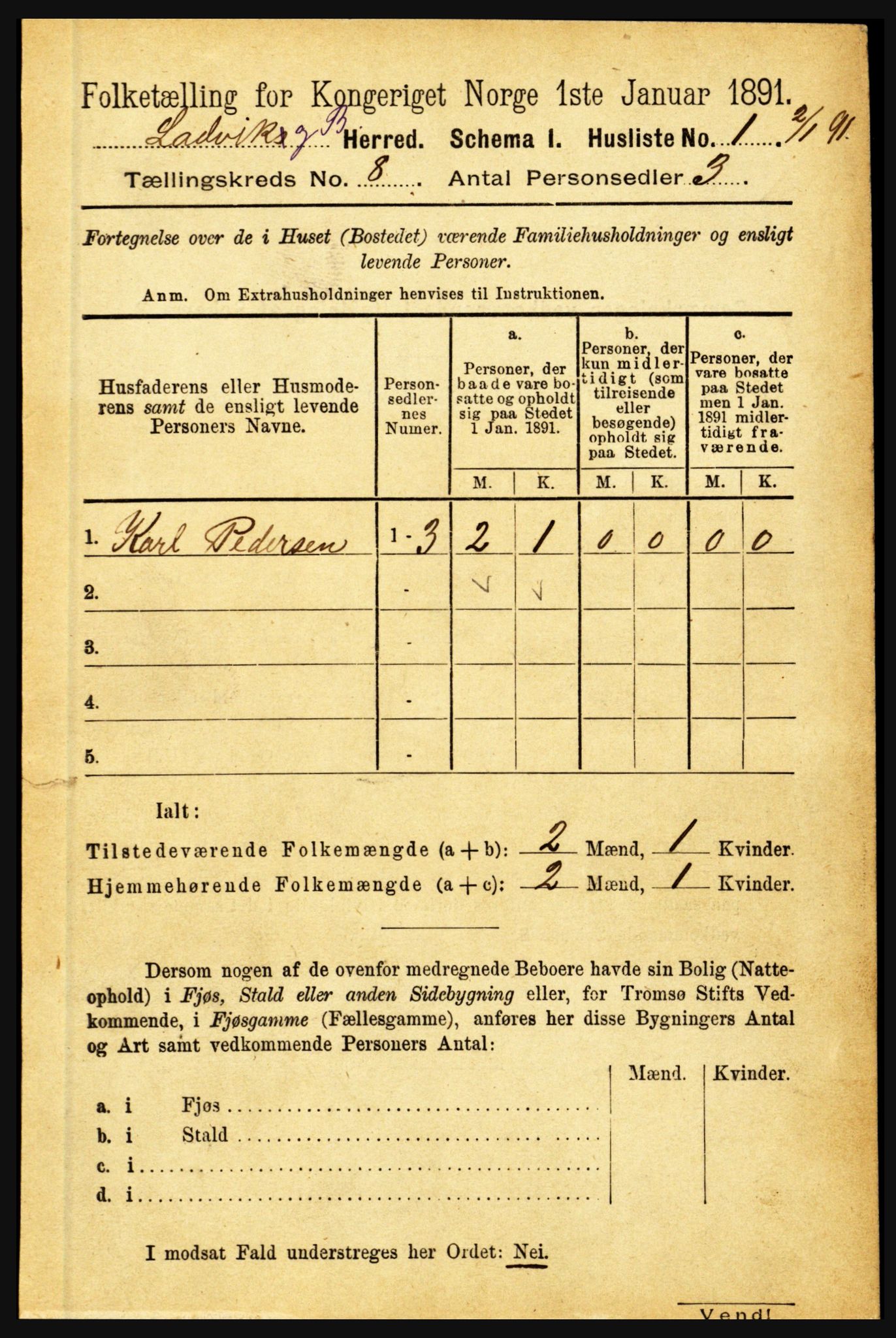 RA, Folketelling 1891 for 1415 Lavik og Brekke herred, 1891, s. 1463