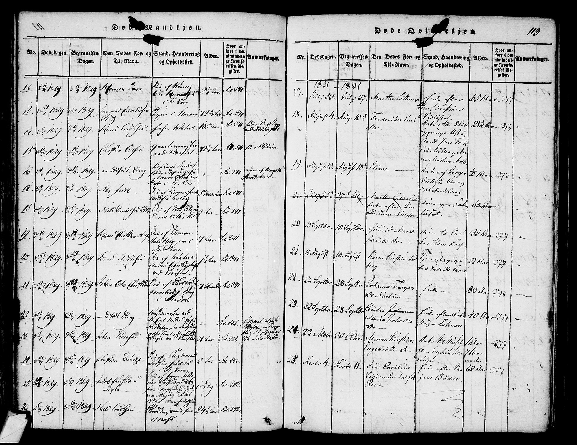 Stavern kirkebøker, AV/SAKO-A-318/F/Fa/L0006: Ministerialbok nr. 6, 1816-1839, s. 113