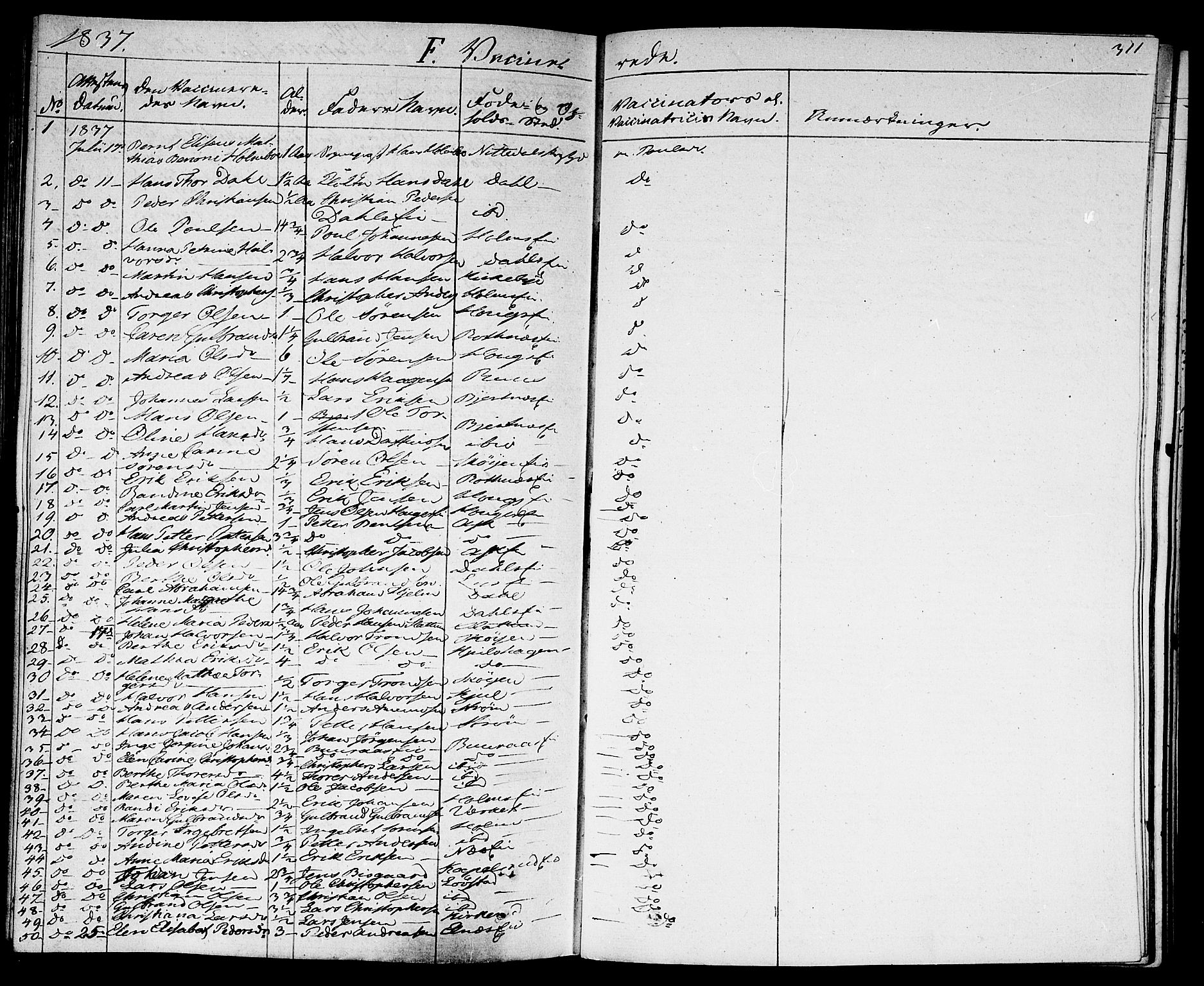 Nittedal prestekontor Kirkebøker, AV/SAO-A-10365a/F/Fa/L0004: Ministerialbok nr. I 4, 1836-1849, s. 311