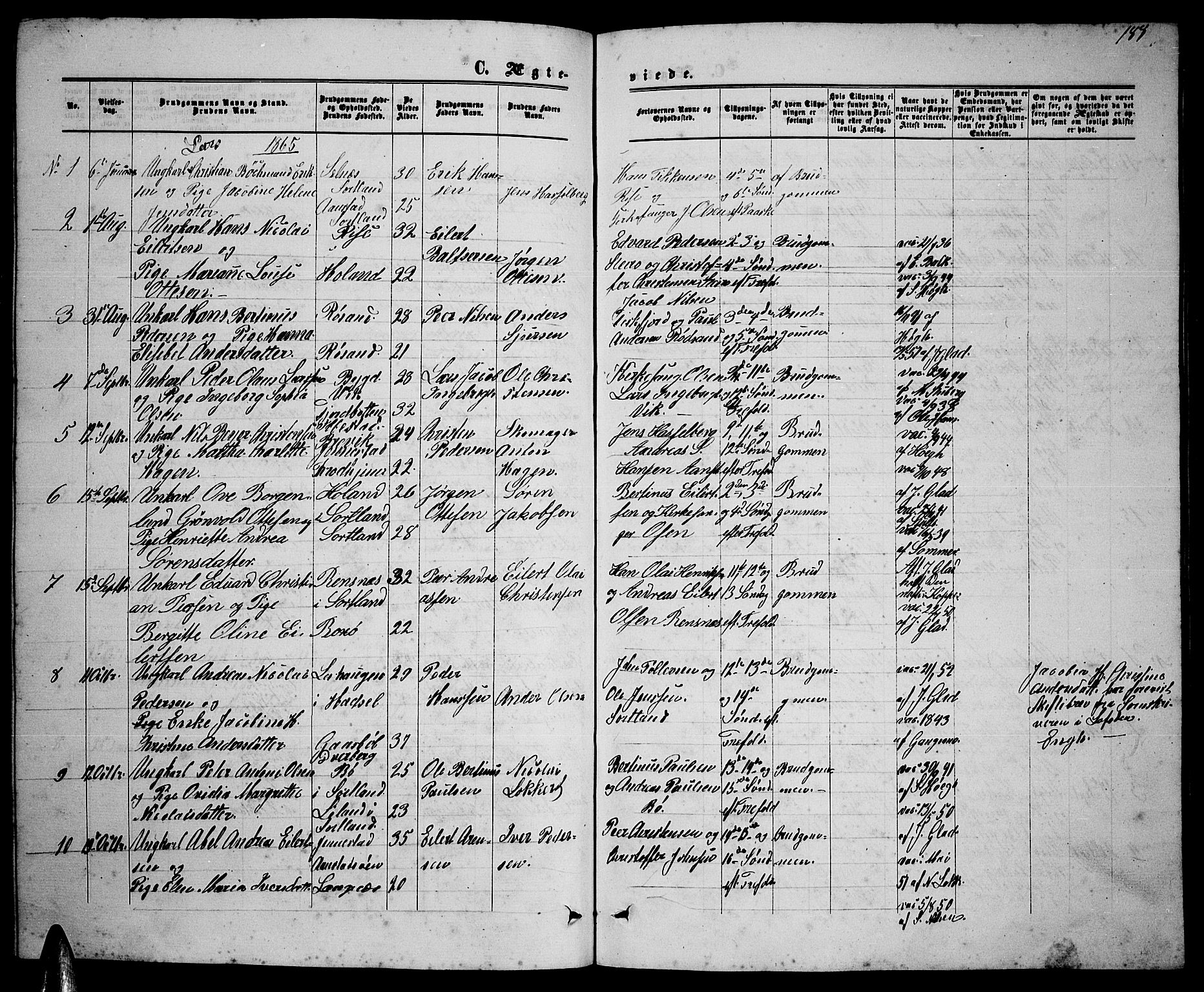 Ministerialprotokoller, klokkerbøker og fødselsregistre - Nordland, AV/SAT-A-1459/895/L1381: Klokkerbok nr. 895C03, 1864-1885, s. 188