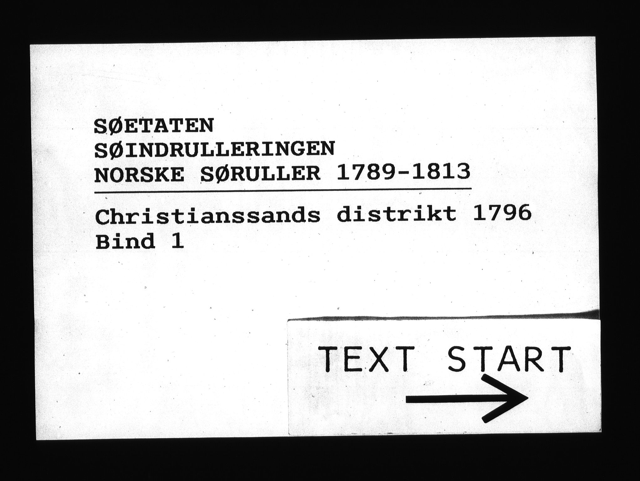 Sjøetaten, AV/RA-EA-3110/F/L0026: Kristiansand distrikt, bind 1, 1796