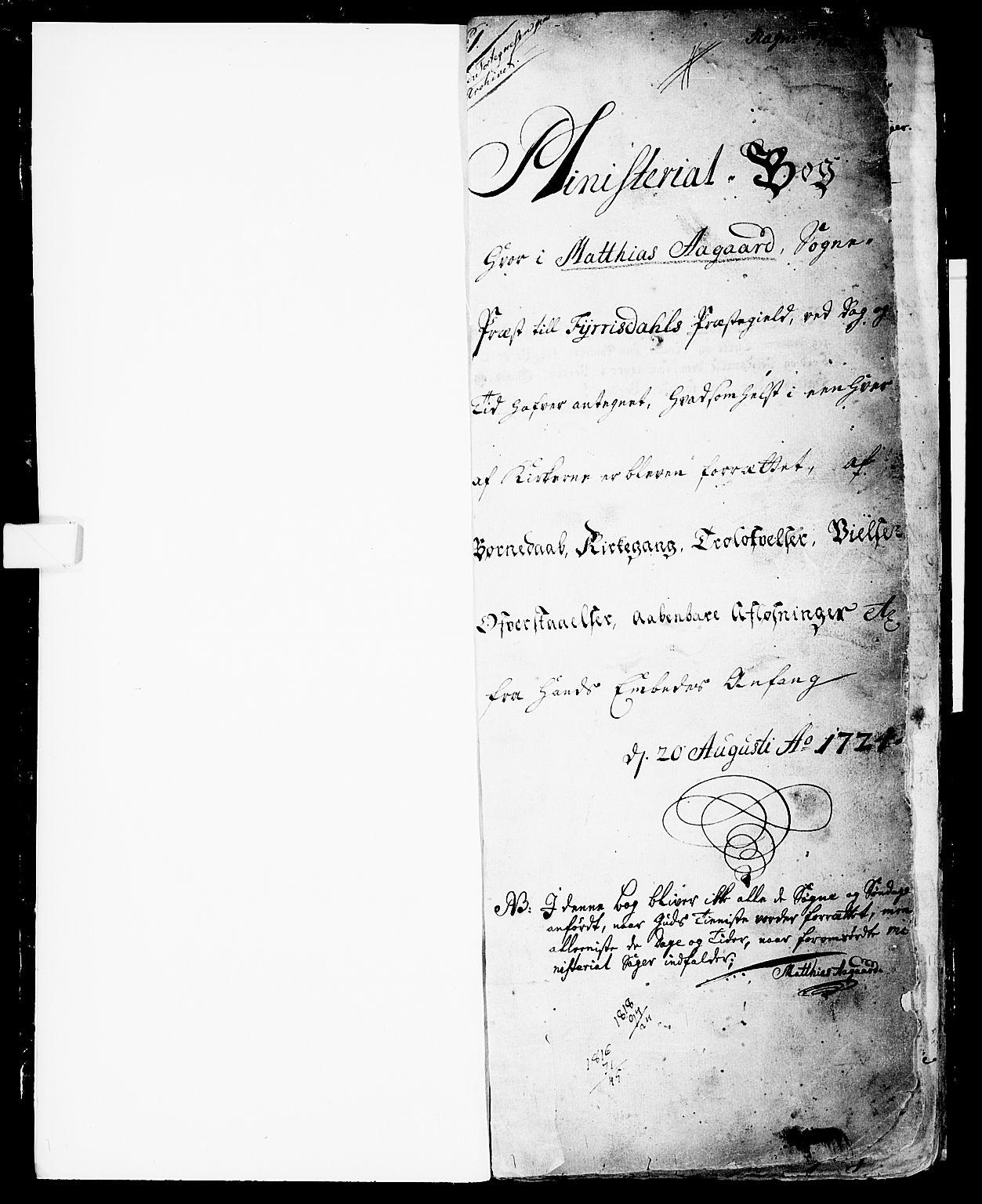 Fyresdal kirkebøker, SAKO/A-263/F/Fa/L0001: Ministerialbok nr. I 1, 1724-1748, s. 1