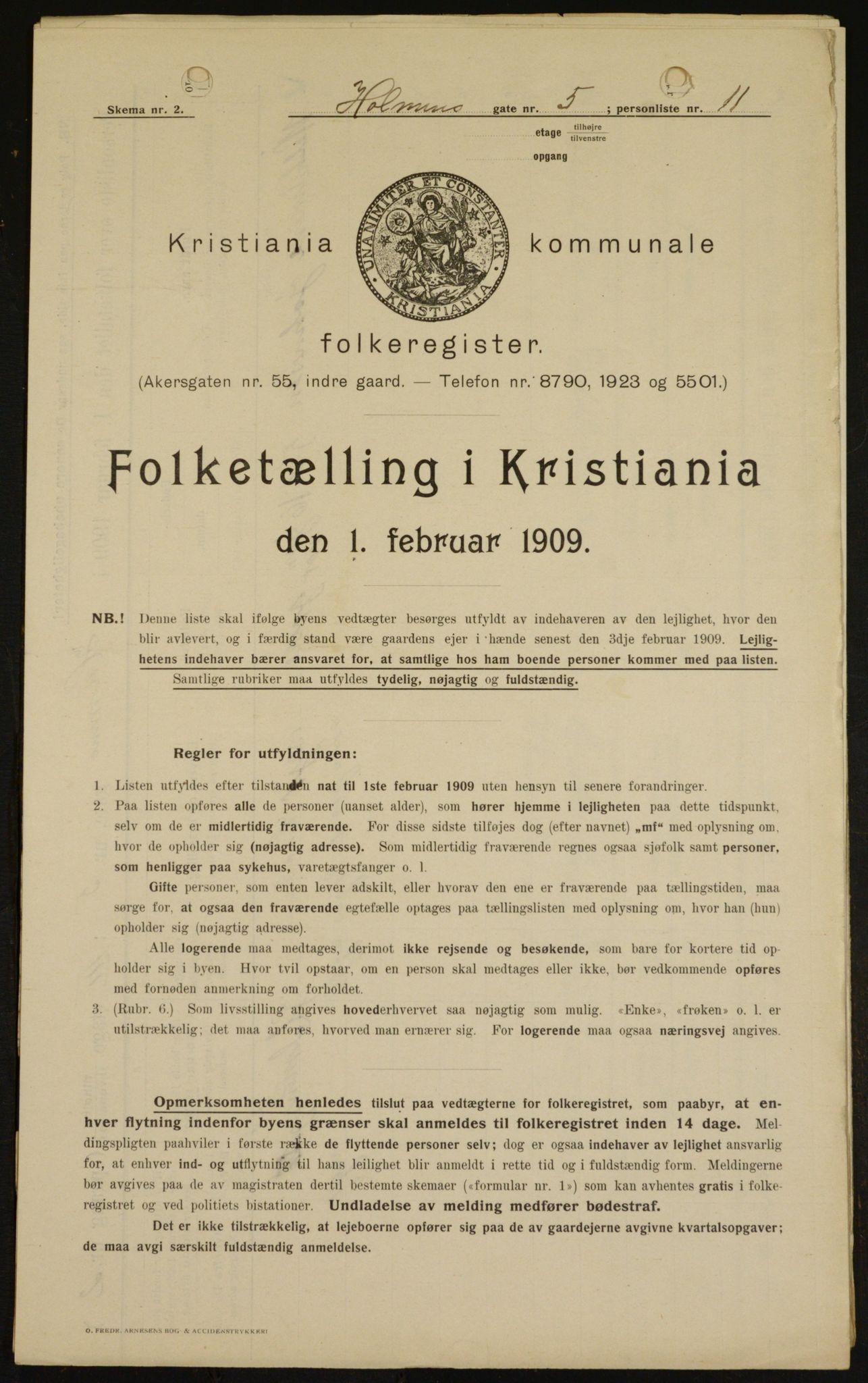 OBA, Kommunal folketelling 1.2.1909 for Kristiania kjøpstad, 1909, s. 37042