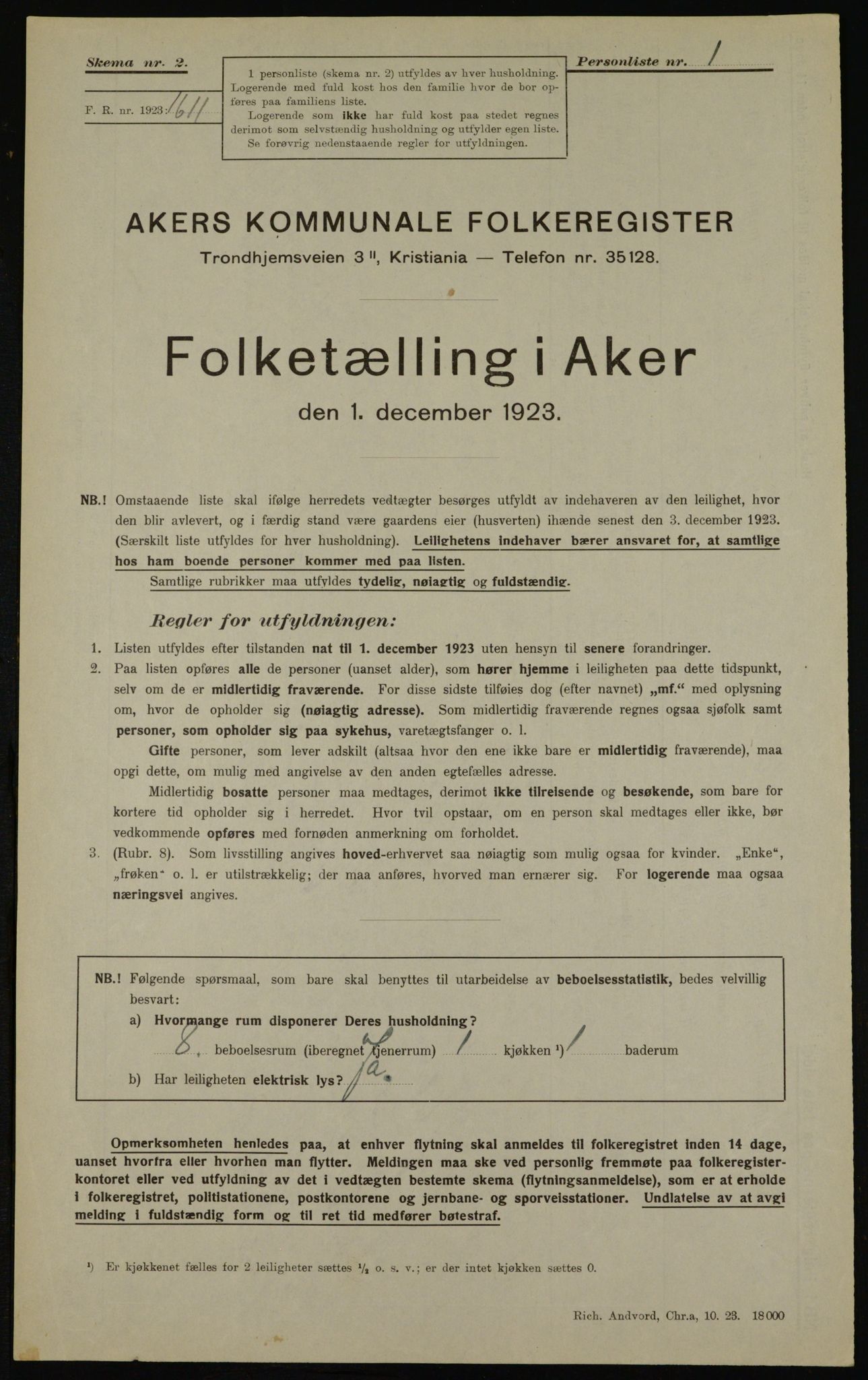 , Kommunal folketelling 1.12.1923 for Aker, 1923, s. 45783