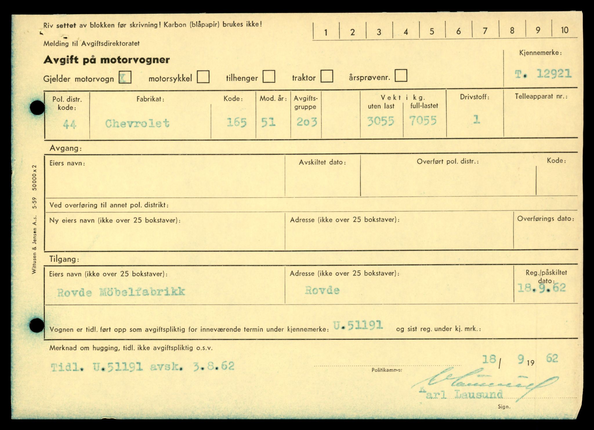 Møre og Romsdal vegkontor - Ålesund trafikkstasjon, AV/SAT-A-4099/F/Fe/L0036: Registreringskort for kjøretøy T 12831 - T 13030, 1927-1998, s. 1445