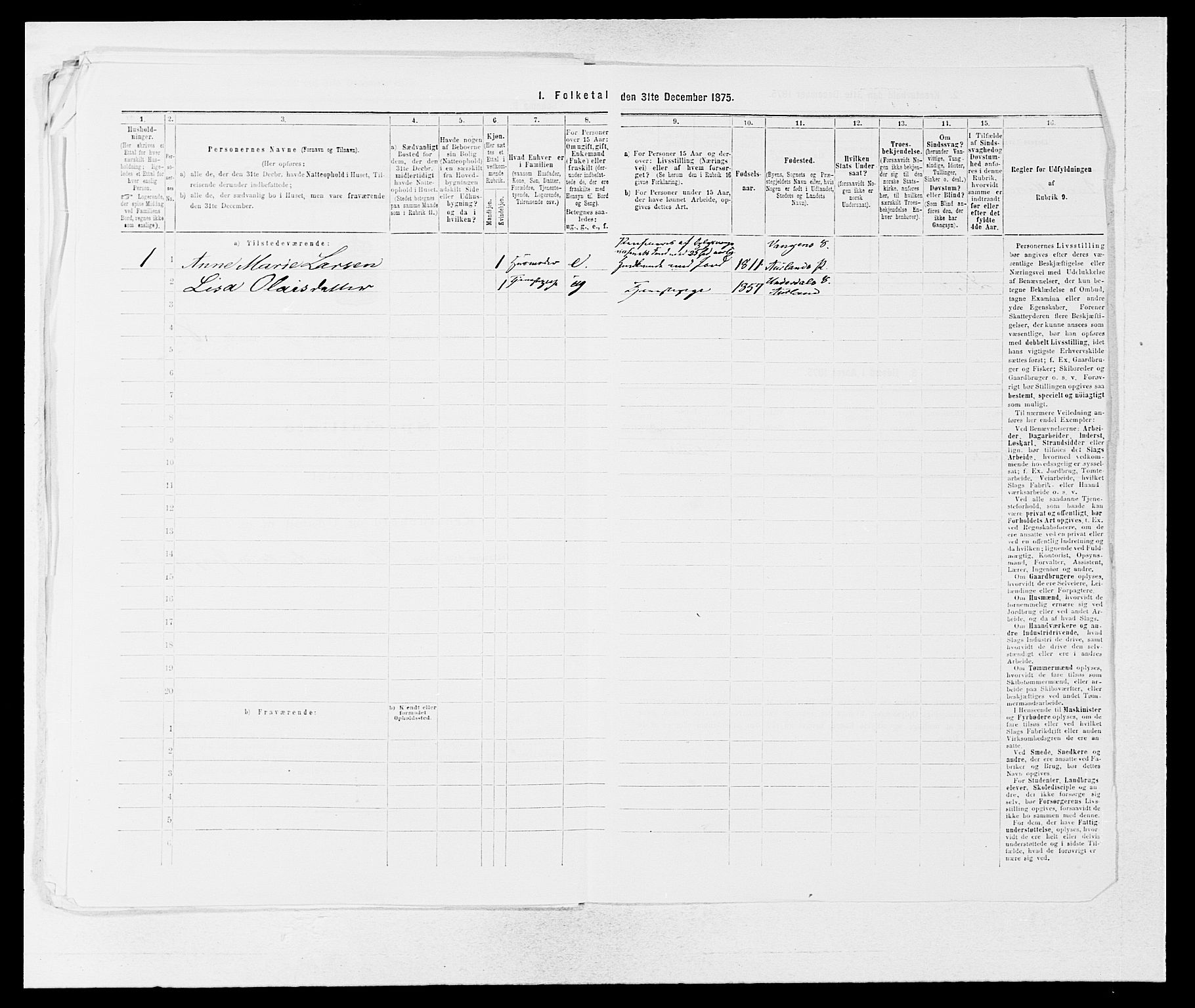 SAB, Folketelling 1875 for 1421P Aurland prestegjeld, 1875, s. 413