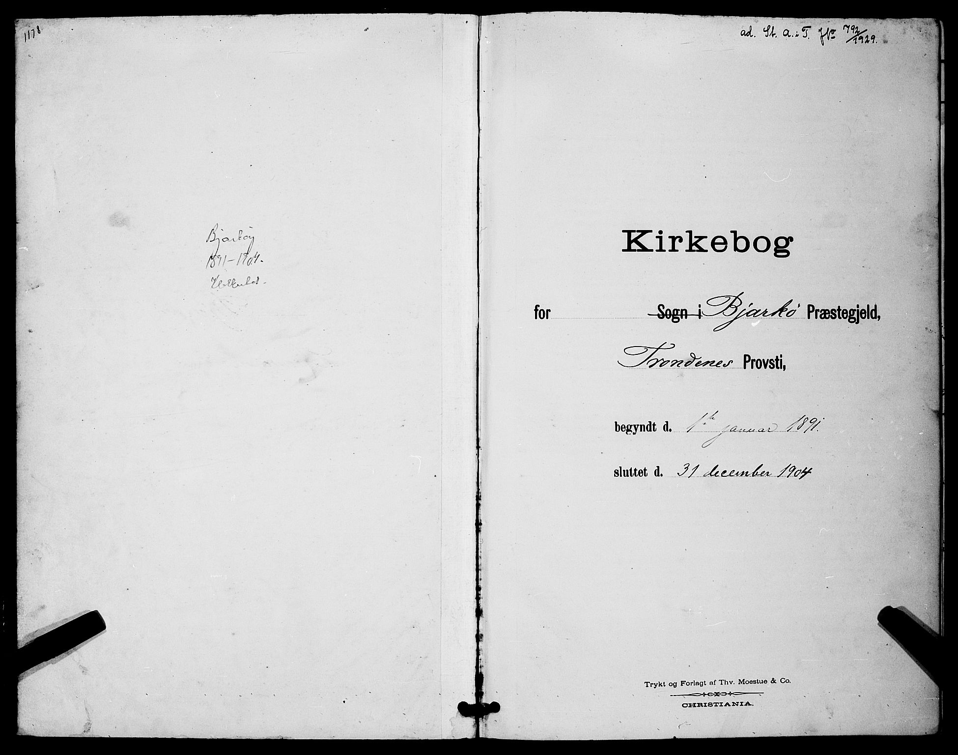 Sand/Bjarkøy sokneprestkontor, SATØ/S-0811/I/Ia/Iab/L0003klokker: Klokkerbok nr. 3, 1891-1904