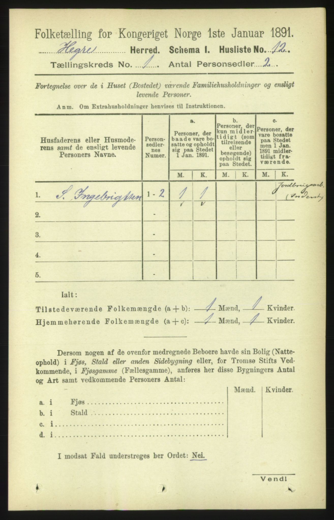 RA, Folketelling 1891 for 1712 Hegra herred, 1891, s. 32